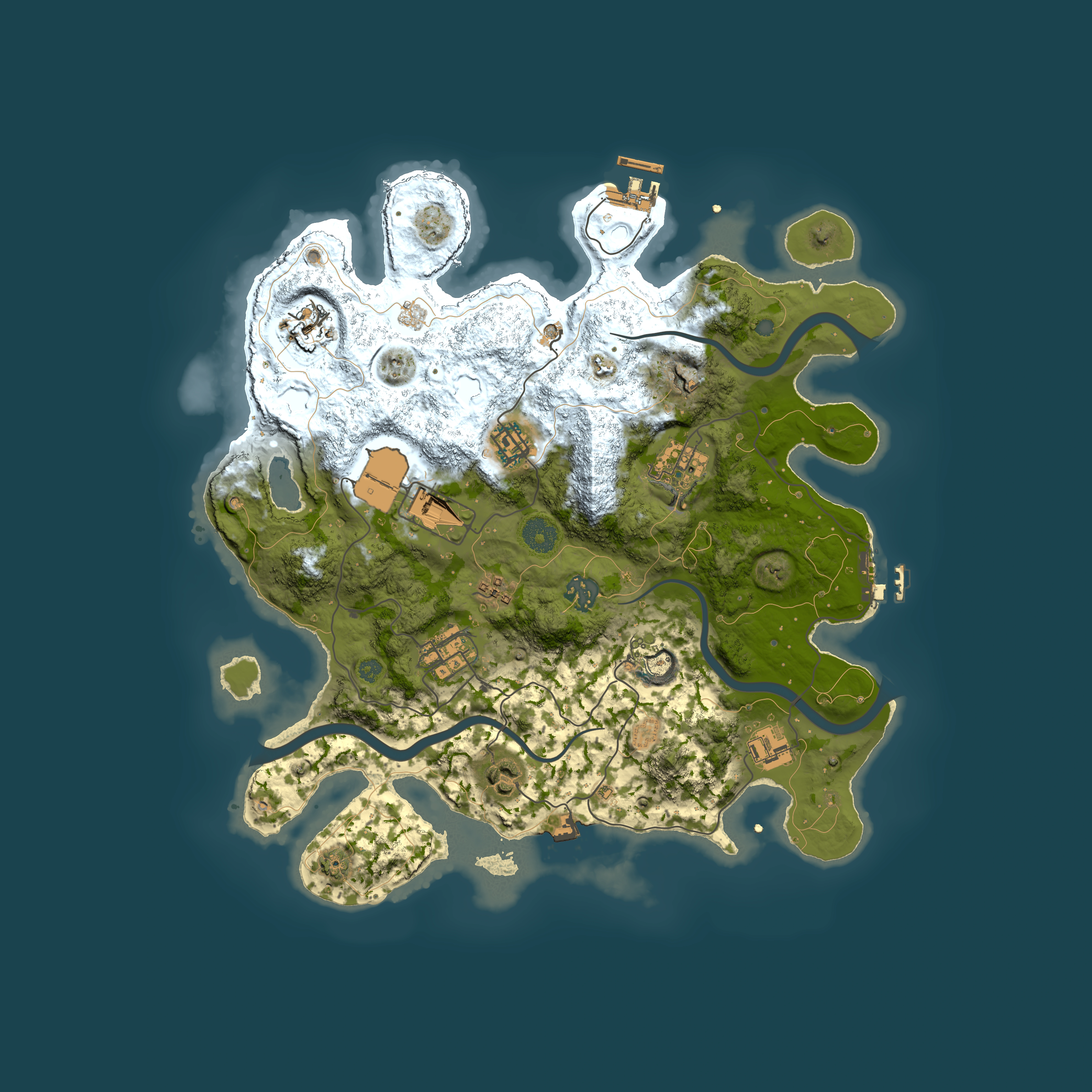 Full top-down render of Rust map seed 1045044691, 3650x3650m