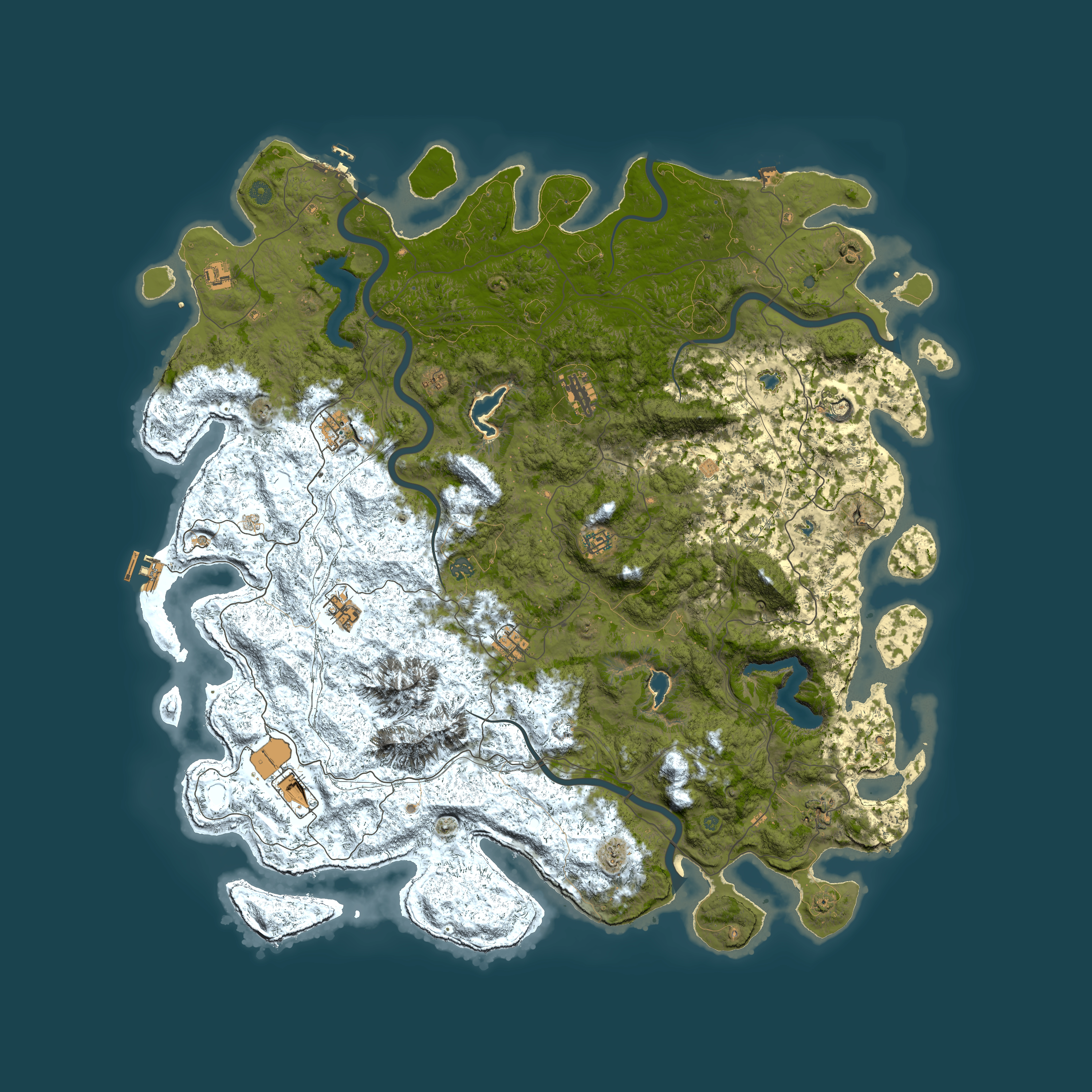 Full top-down render of Rust map seed 1661258931, 5700x5700m
