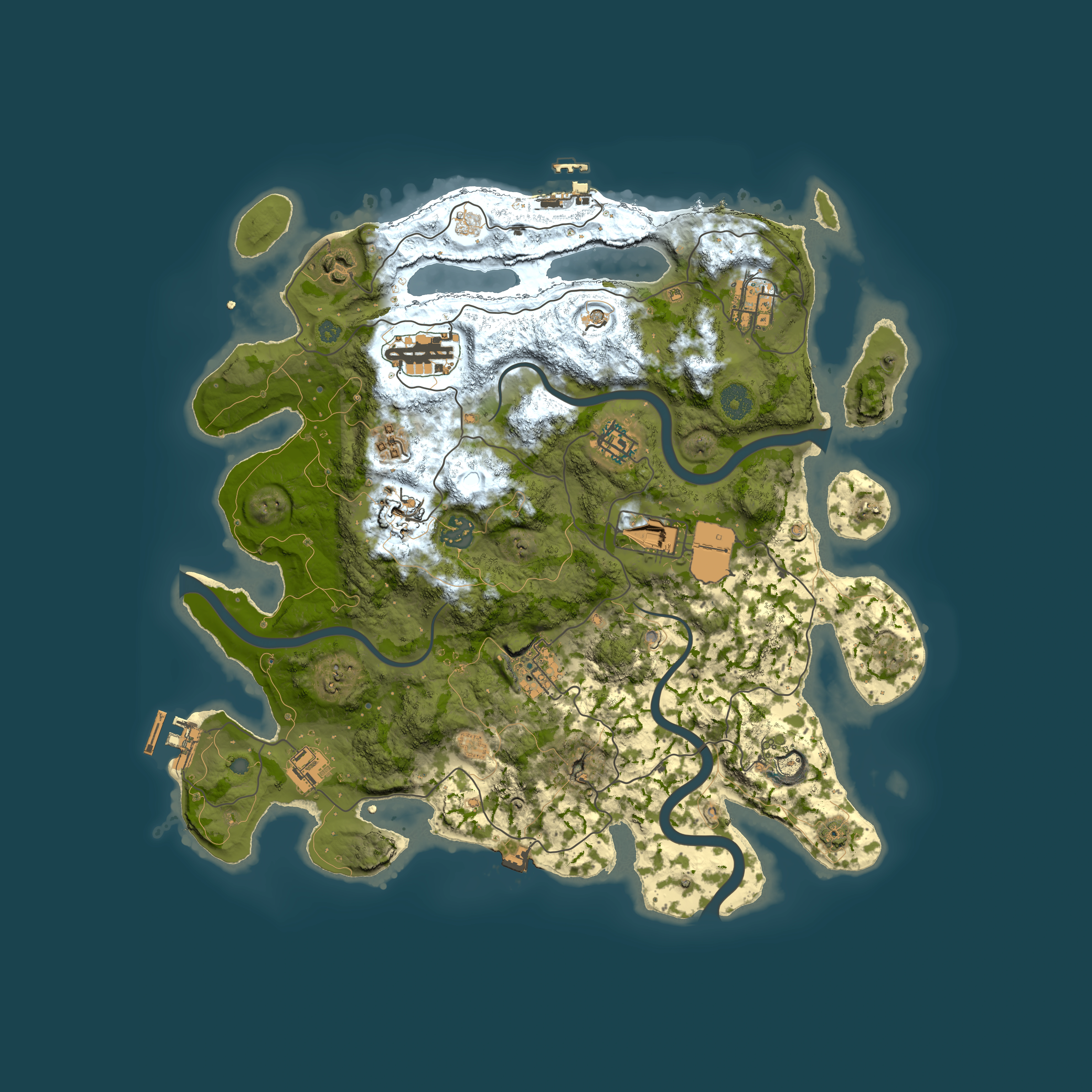 Full top-down render of Rust map seed 124313048, 3750x3750m