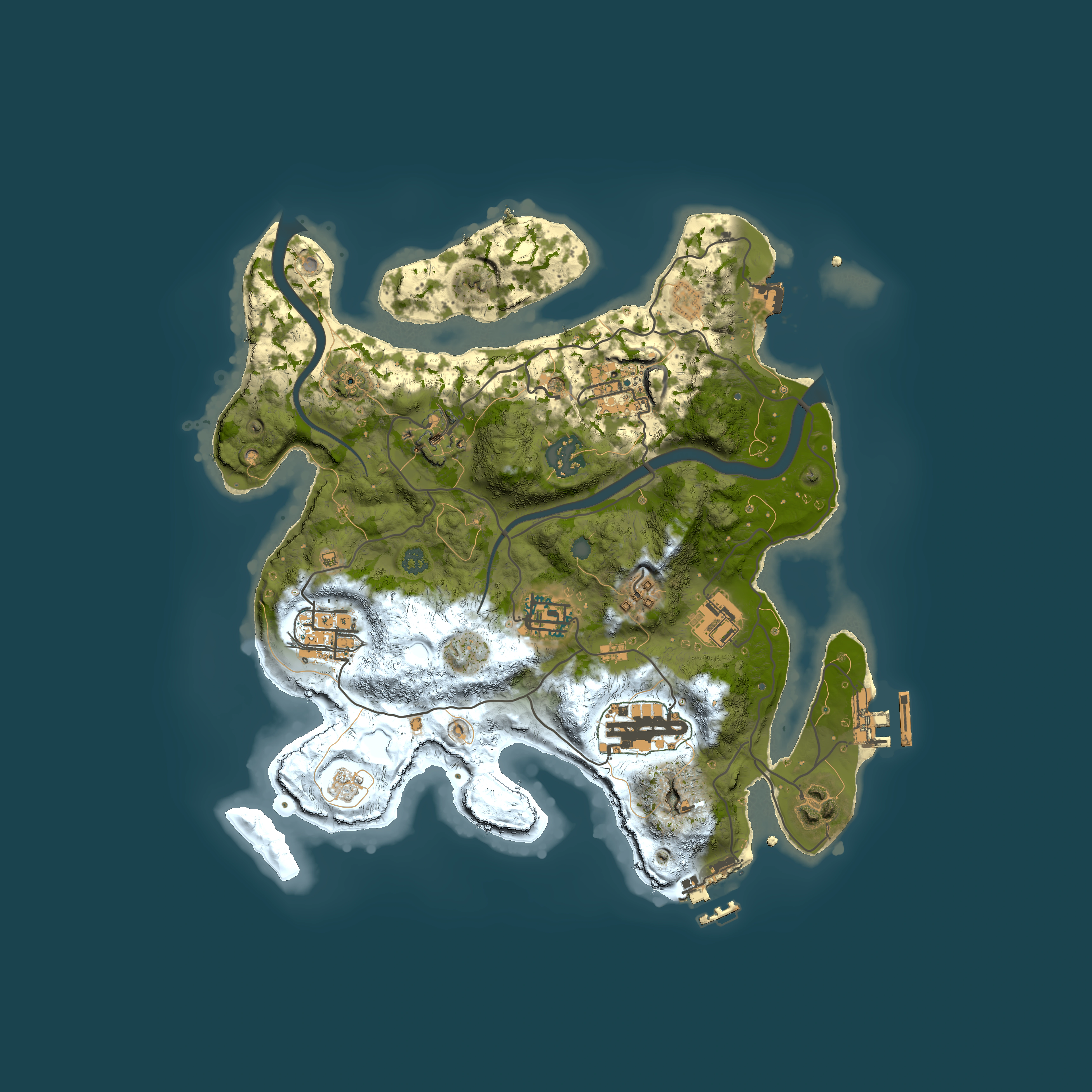 Full top-down render of Rust map seed 2009691983, 3000x3000m