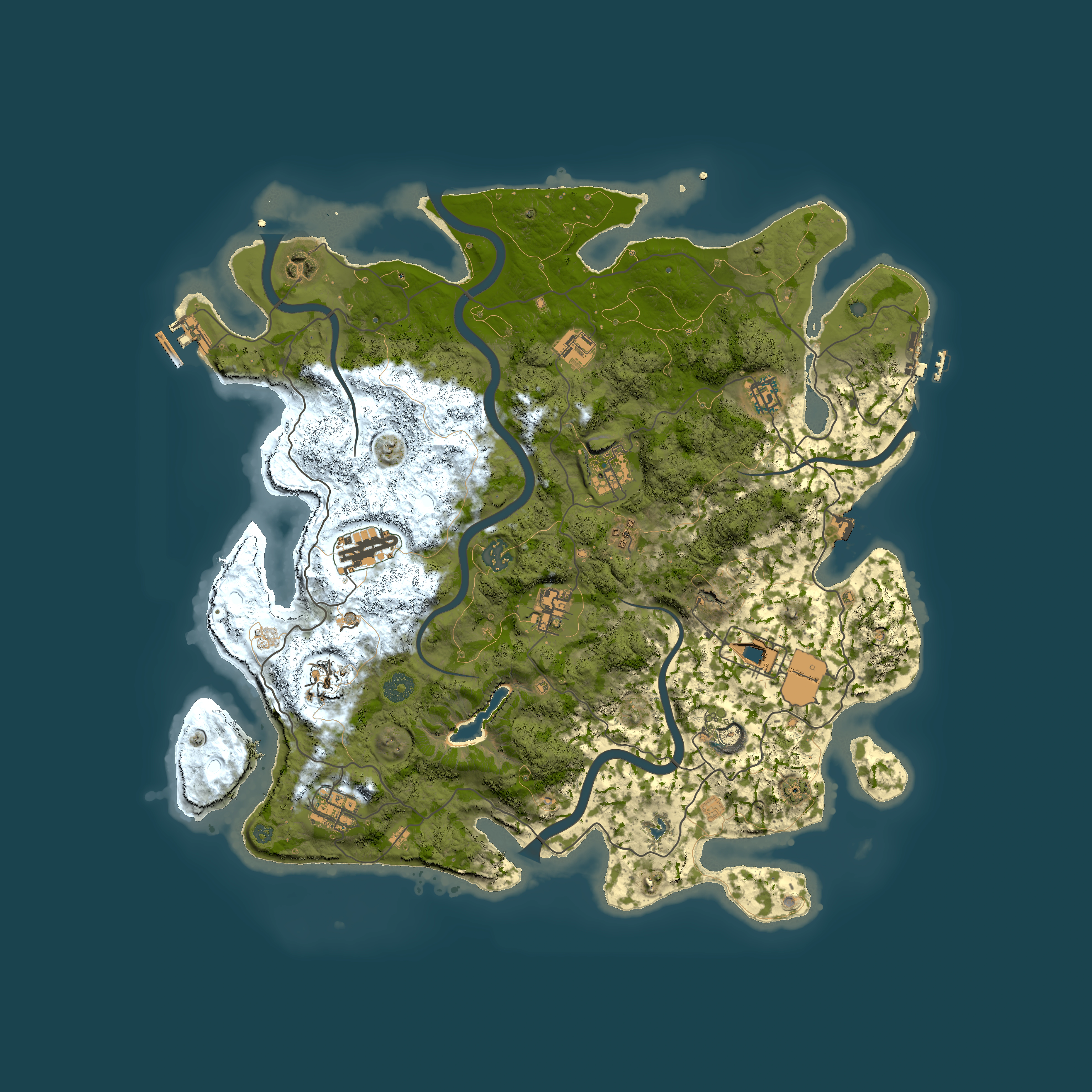 Full top-down render of Rust map seed 1220258691, 4200x4200m