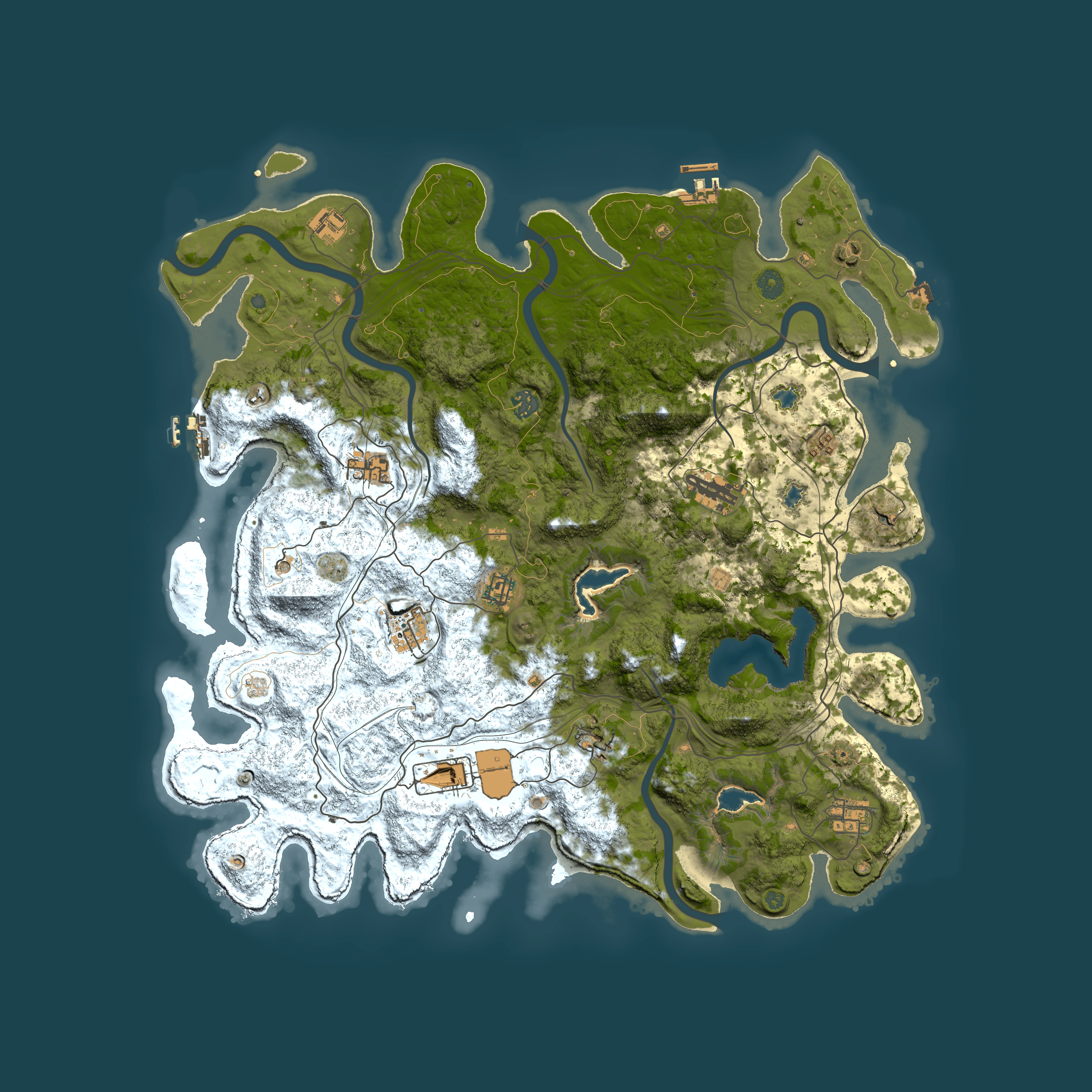 Full top-down render of Rust map seed 1131623431, 4650x4650m