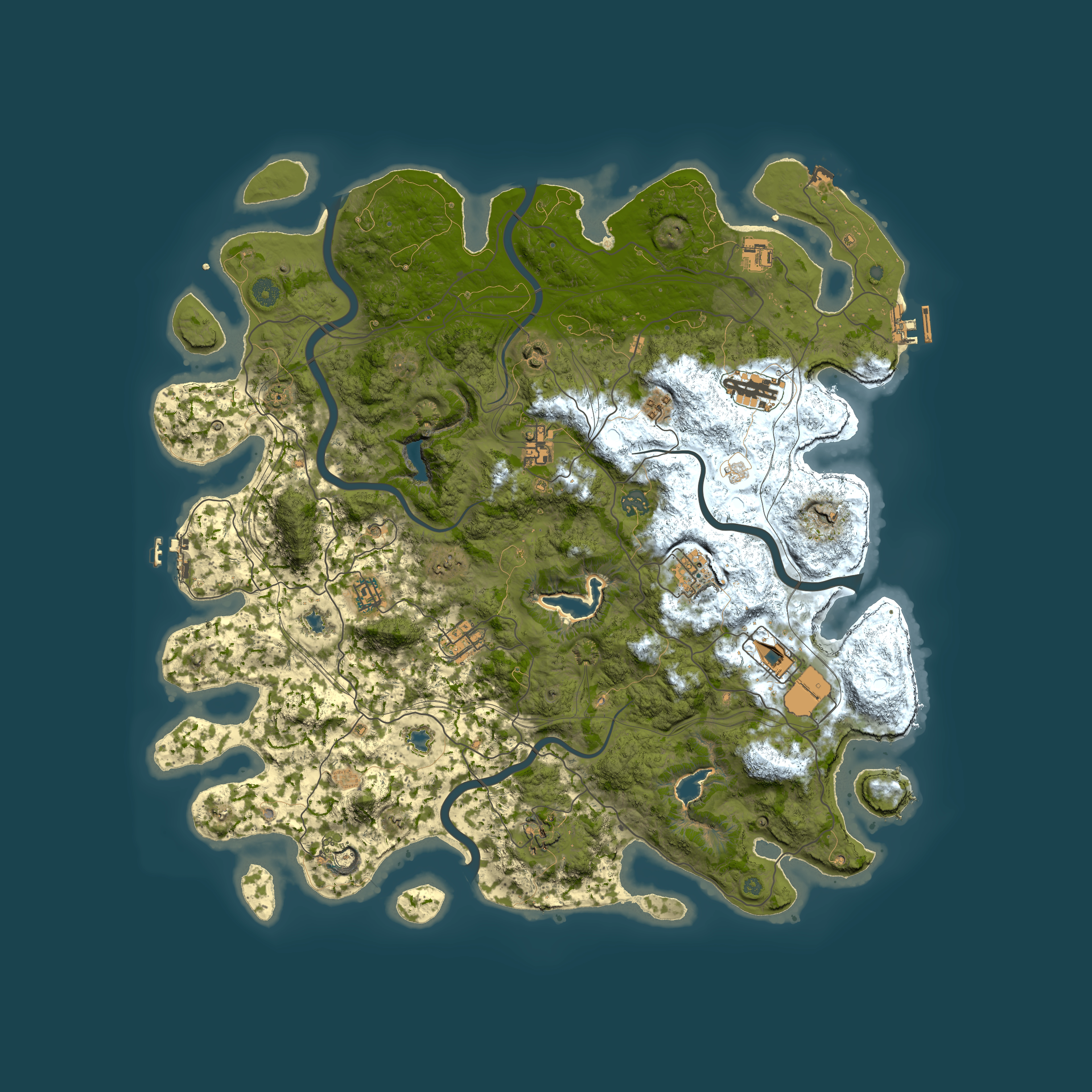 Full top-down render of Rust map seed 1601101219, 4750x4750m