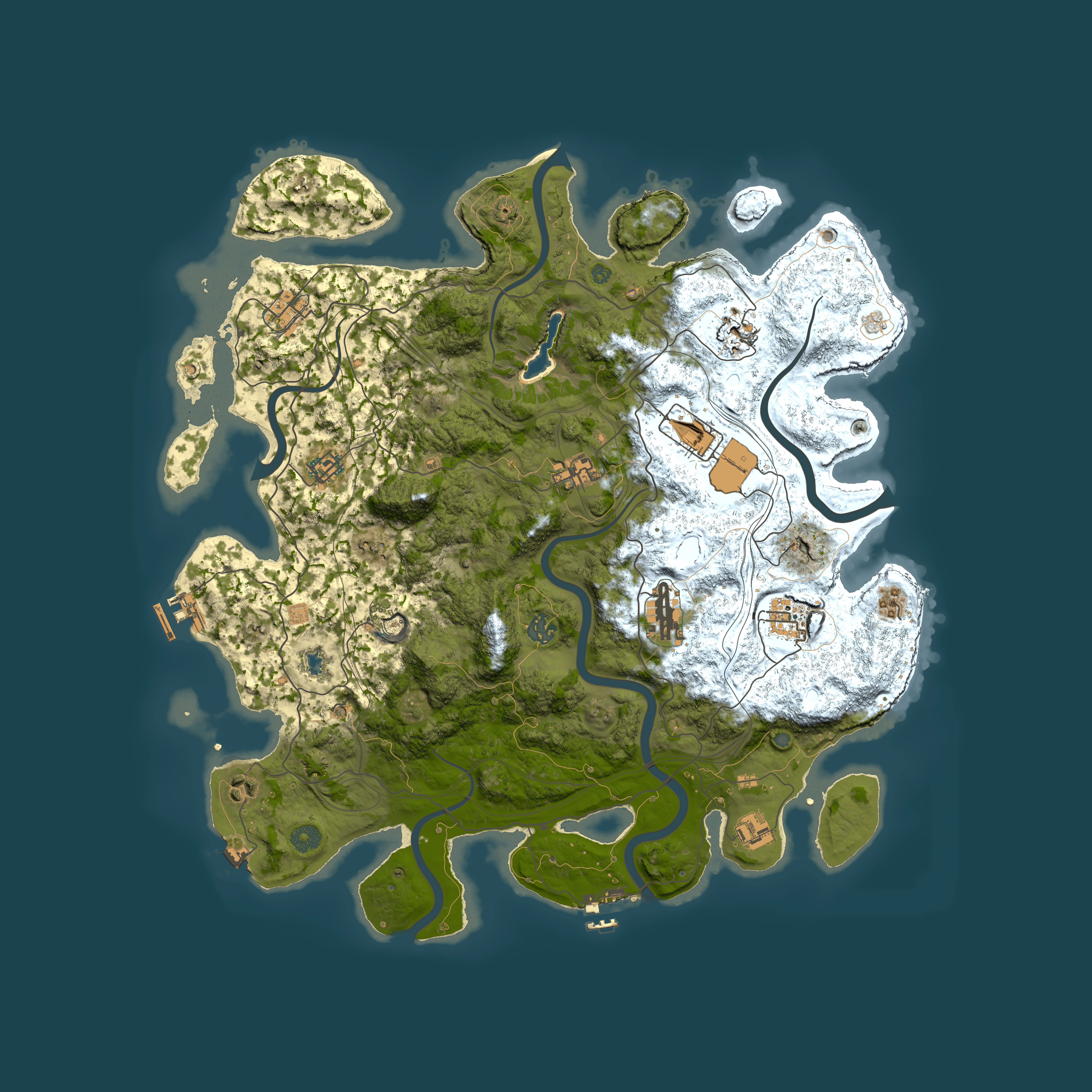 Full top-down render of Rust map seed 1456161707, 4400x4400m