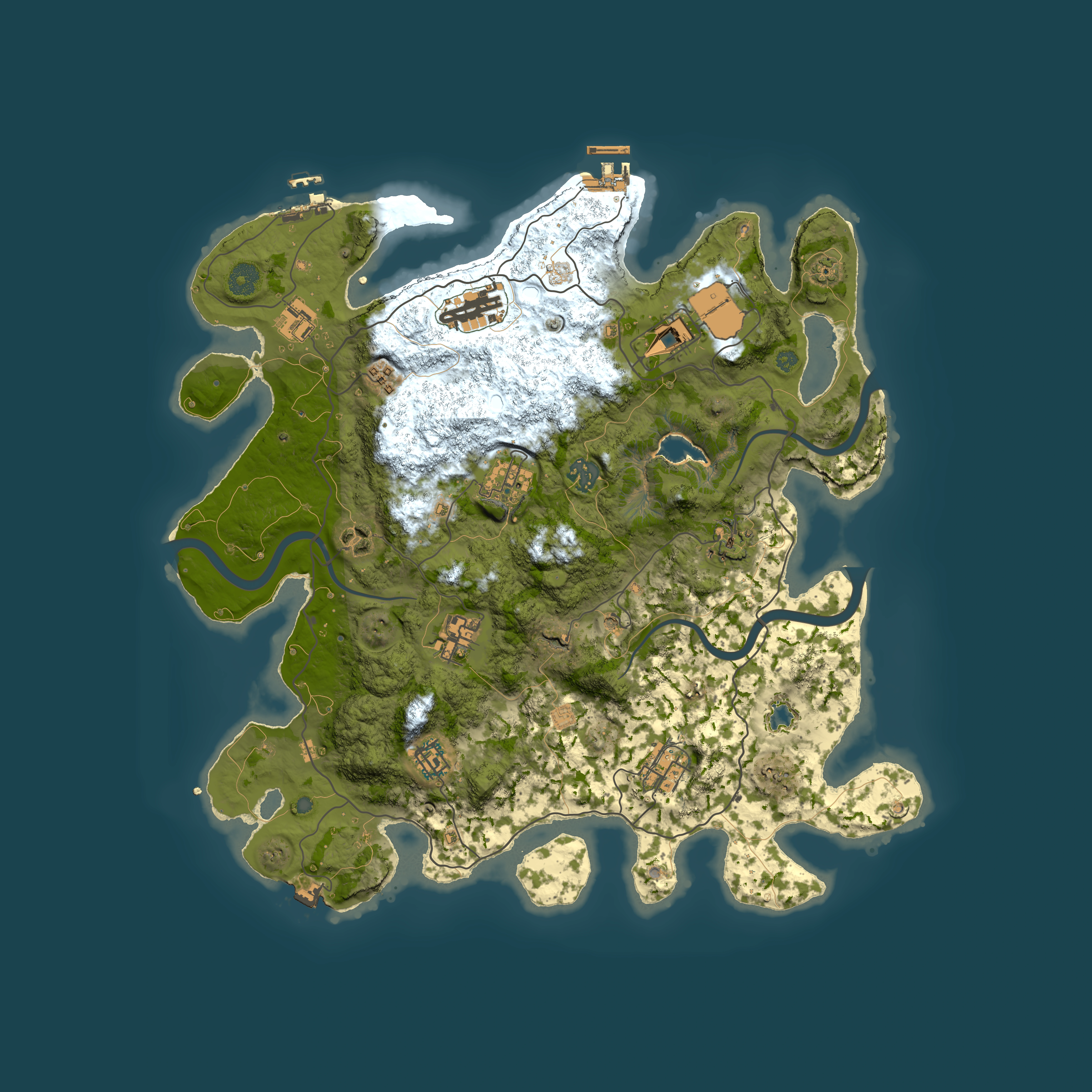 Full top-down render of Rust map seed 111057922, 4000x4000m