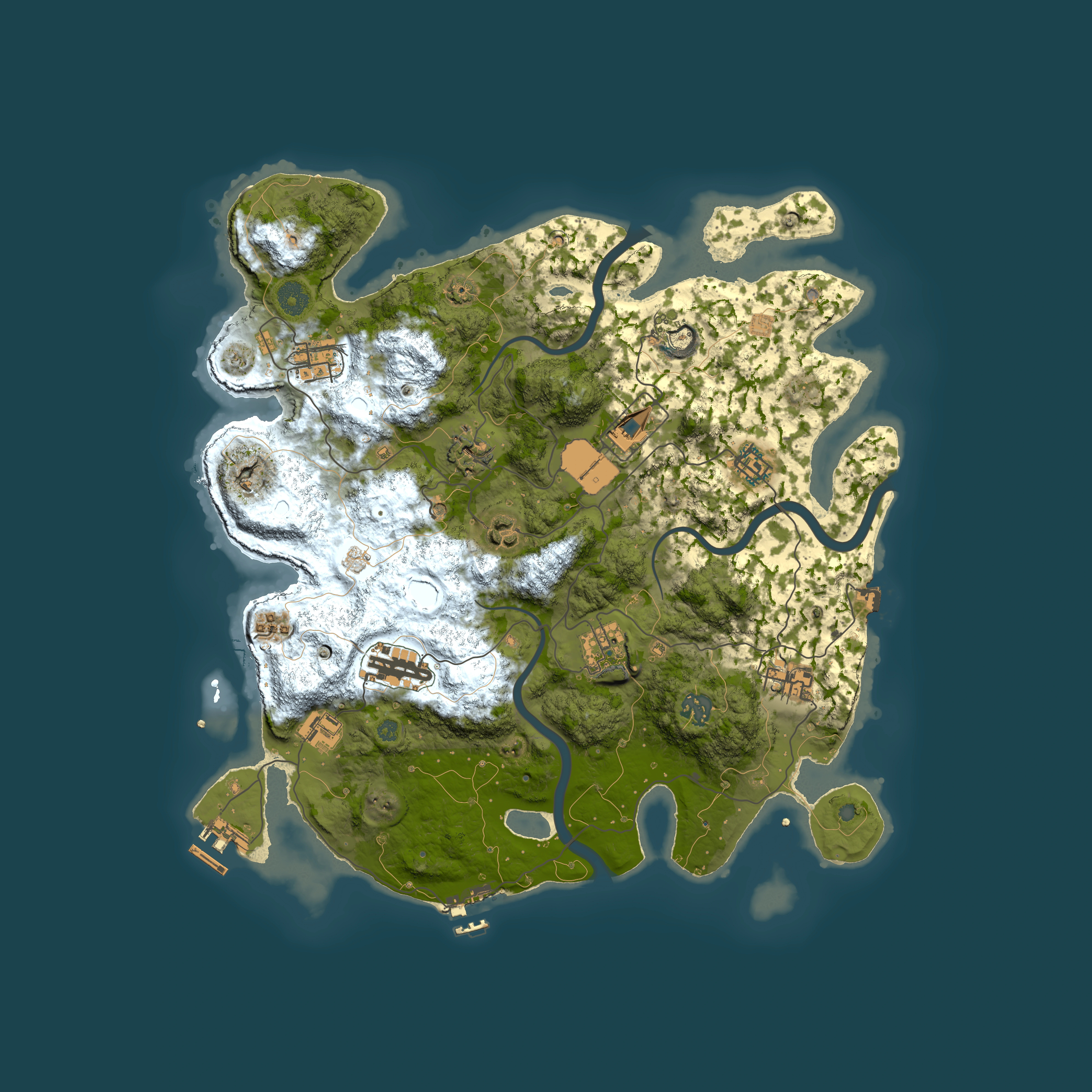 Full top-down render of Rust map seed 244621058, 3900x3900m