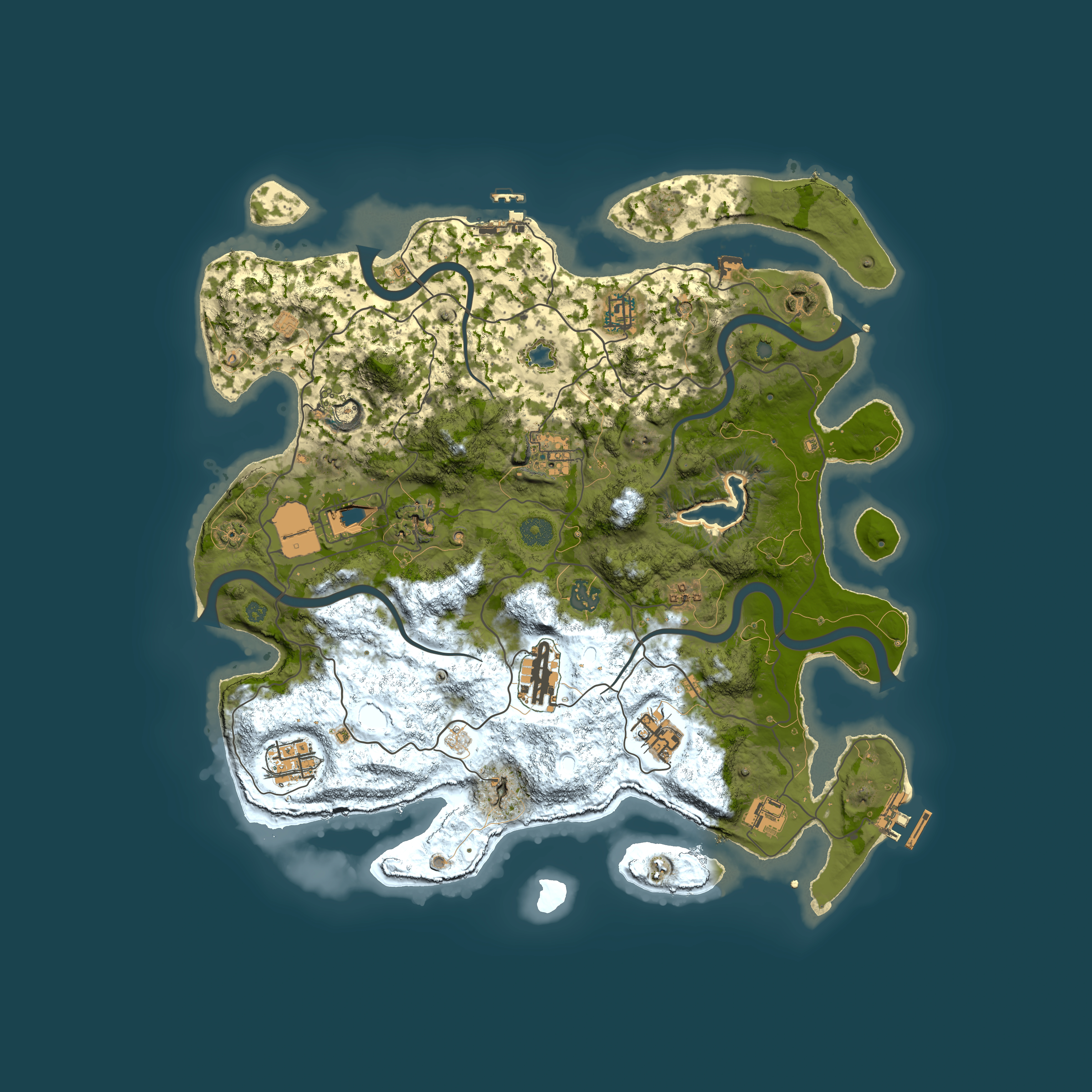 Full top-down render of Rust map seed 1739370490, 4050x4050m