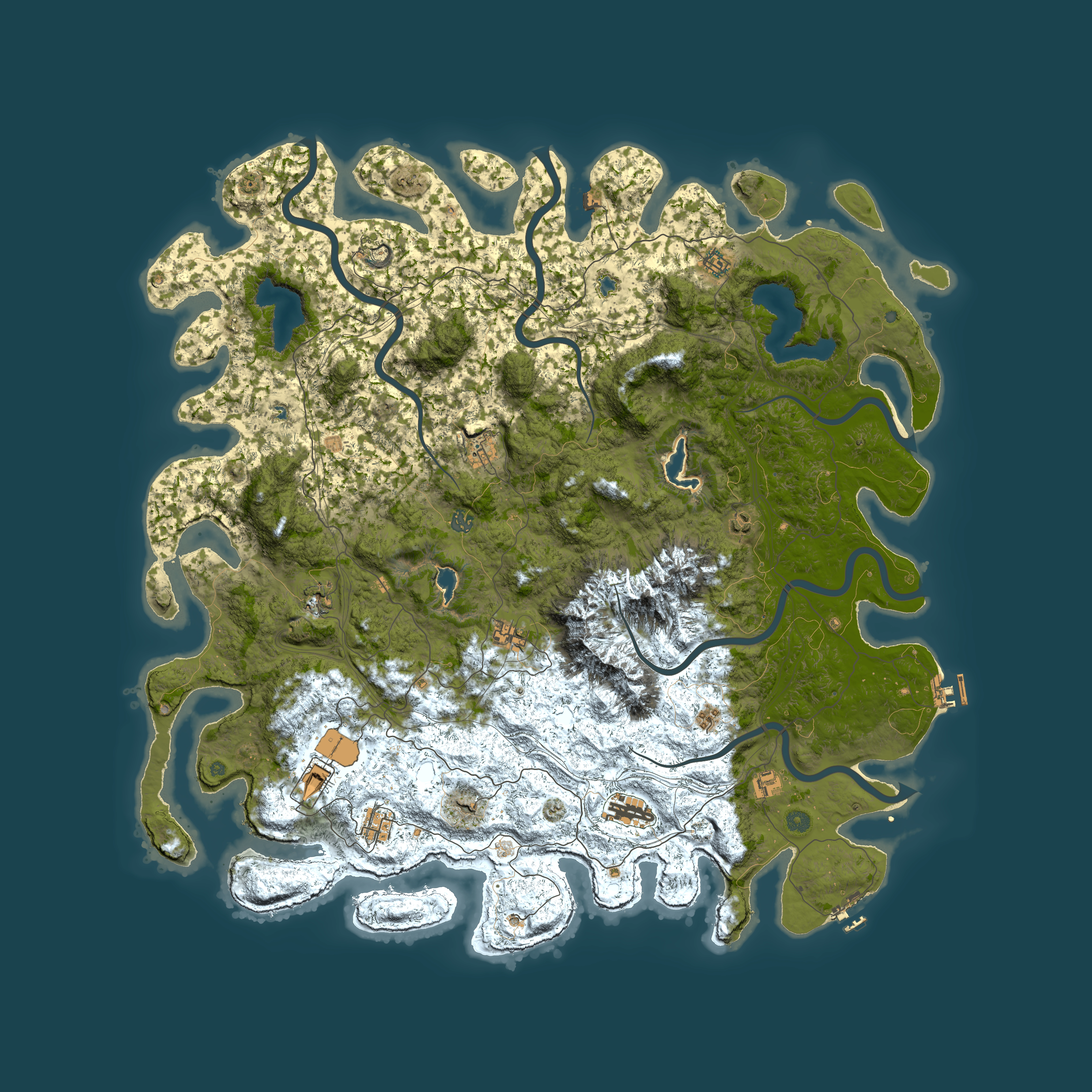 Full top-down render of Rust map seed 1409718058, 5700x5700m