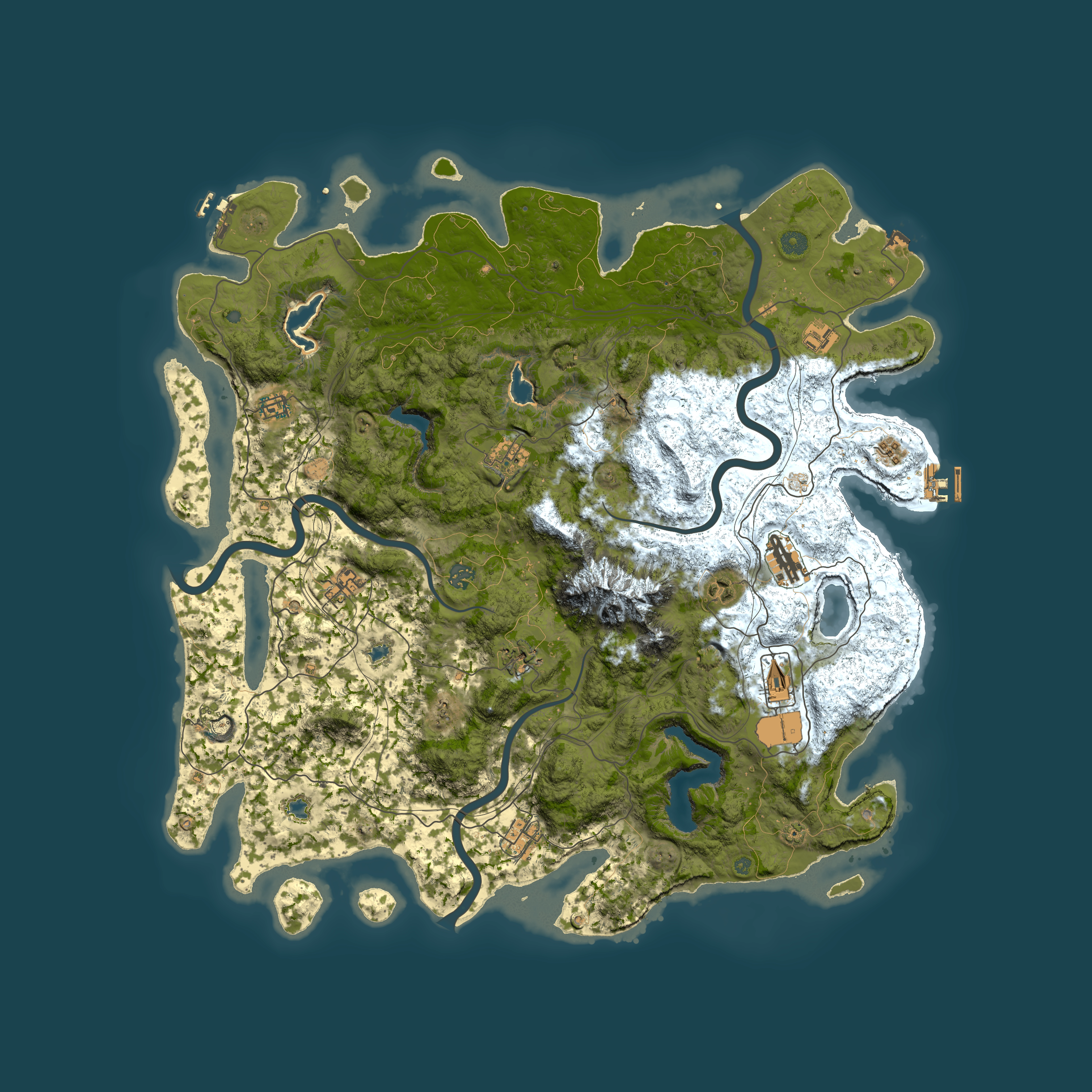Full top-down render of Rust map seed 32268735, 5000x5000m