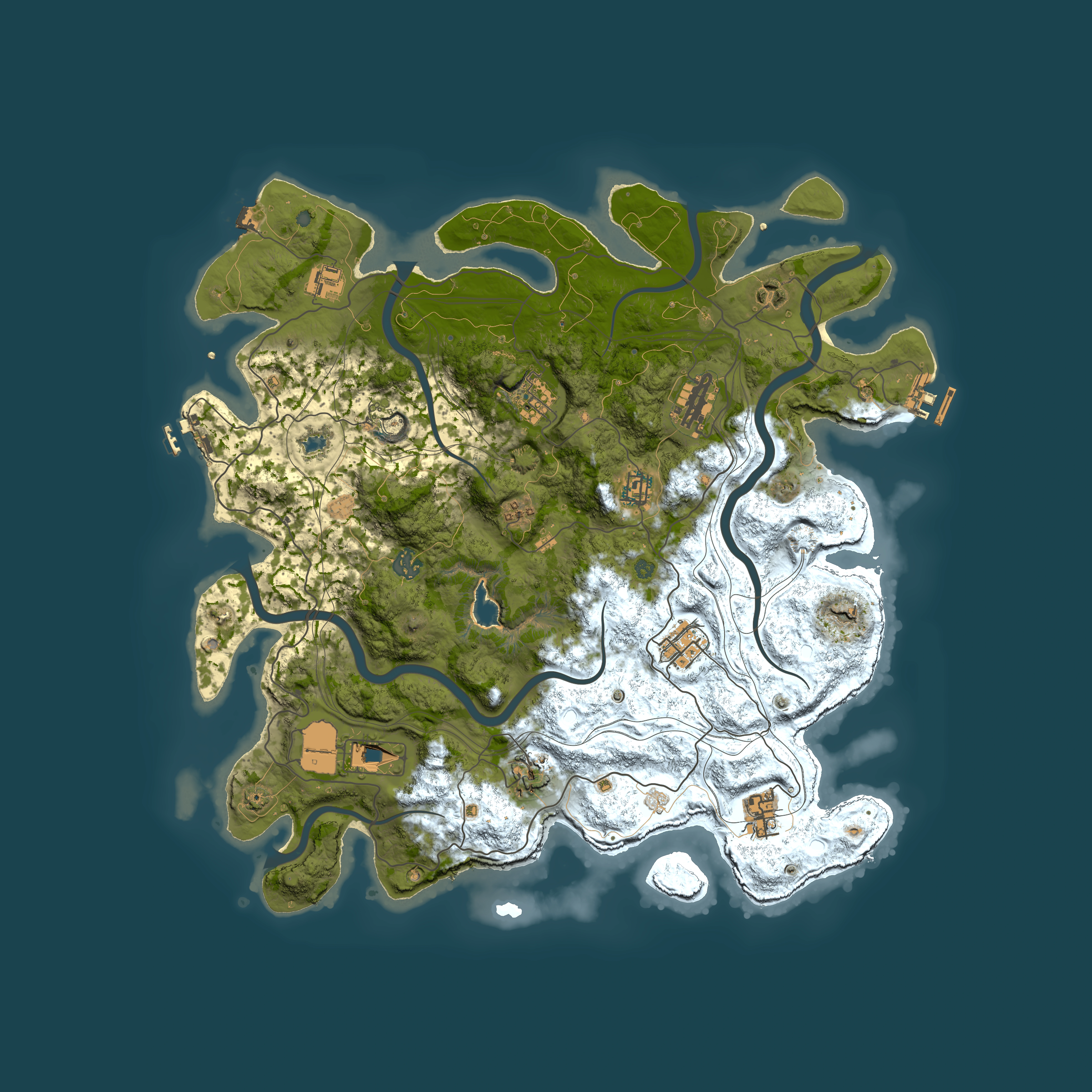 Full top-down render of Rust map seed 1260514071, 4300x4300m