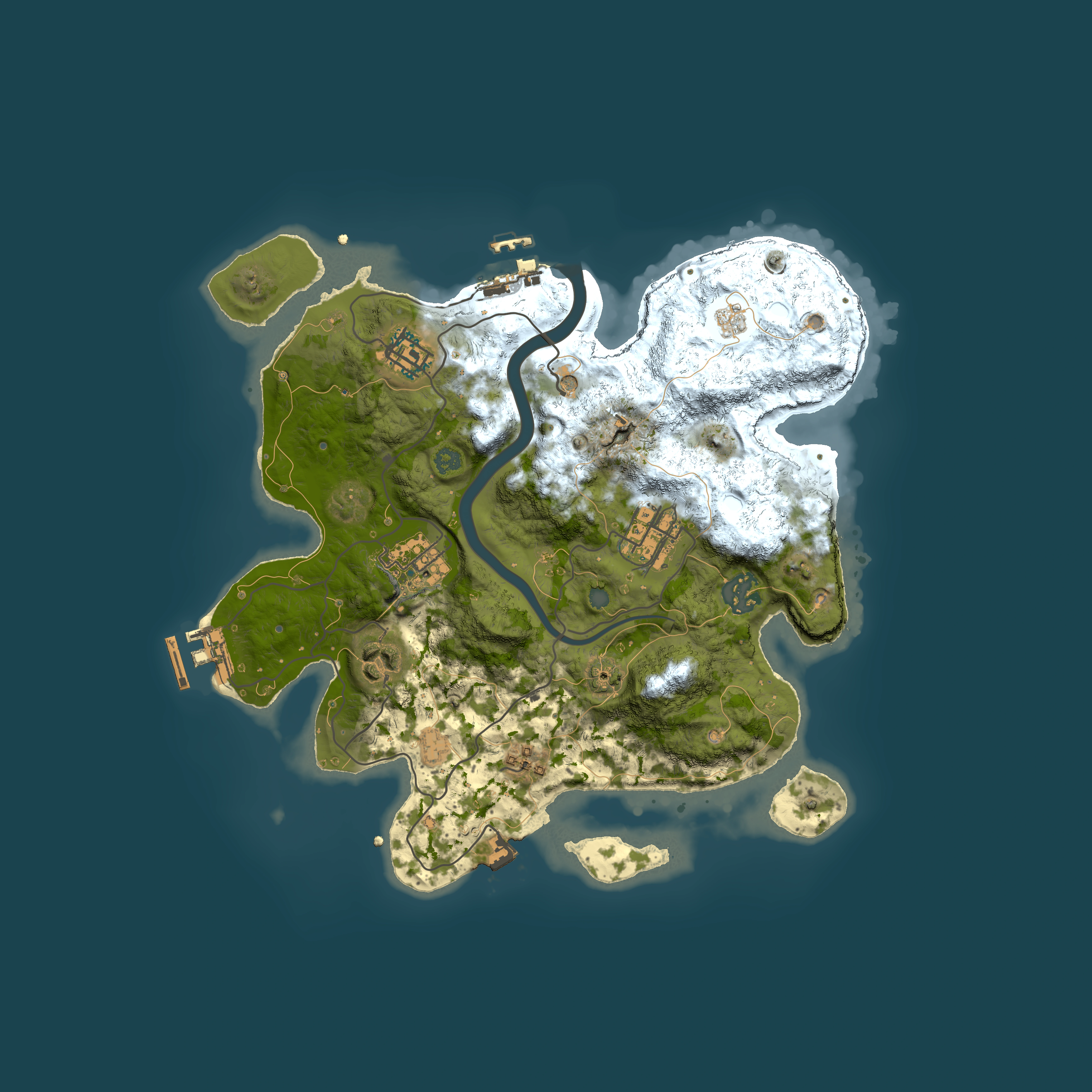 Full top-down render of Rust map seed 212951832, 3000x3000m