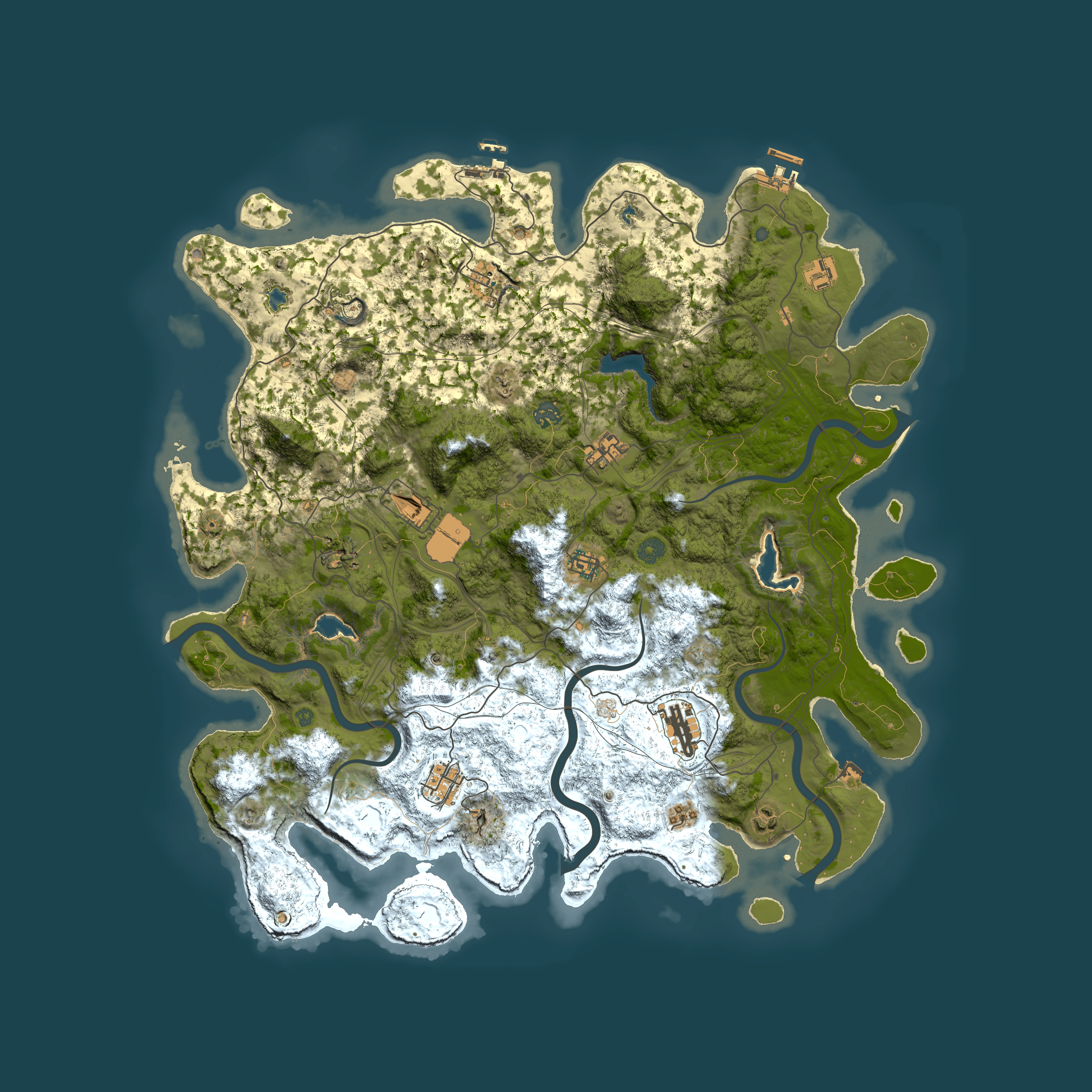 Full top-down render of Rust map seed 1101191072, 4850x4850m