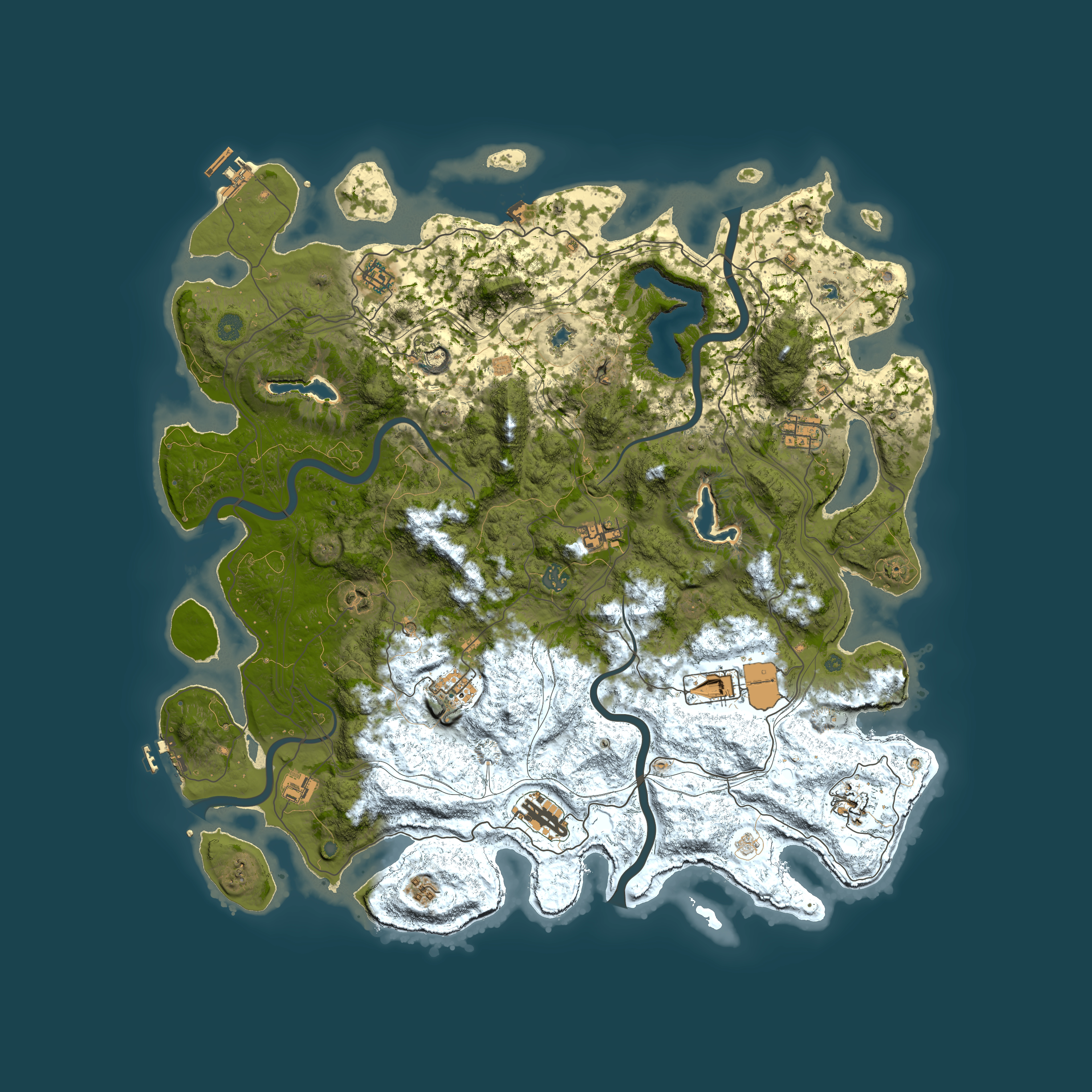 Full top-down render of Rust map seed 1694274281, 4900x4900m