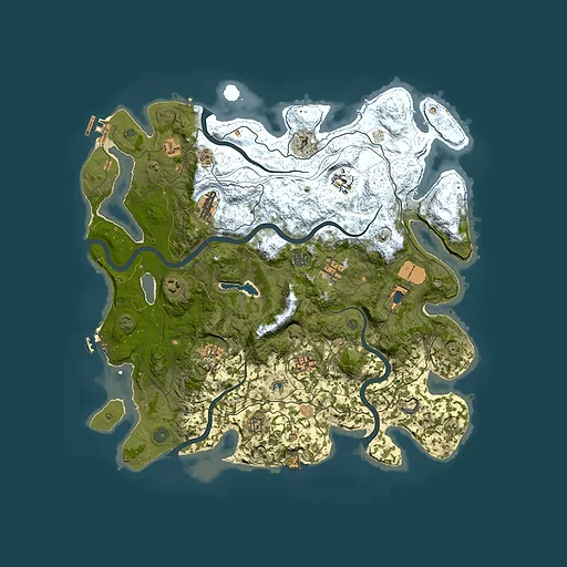 Rust map seed 258098931, 4350x4350m top-down preview