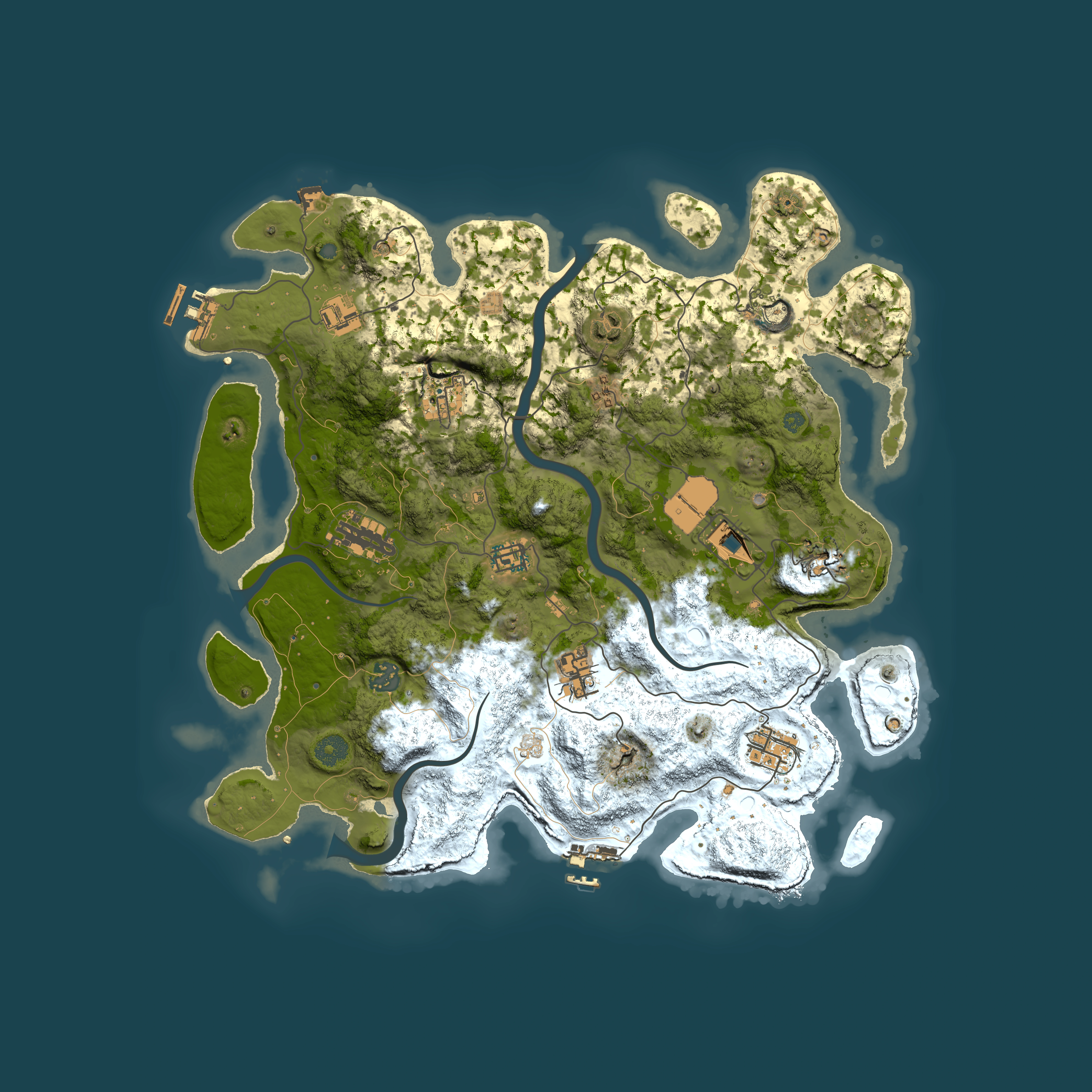 Full top-down render of Rust map seed 2133066383, 3950x3950m