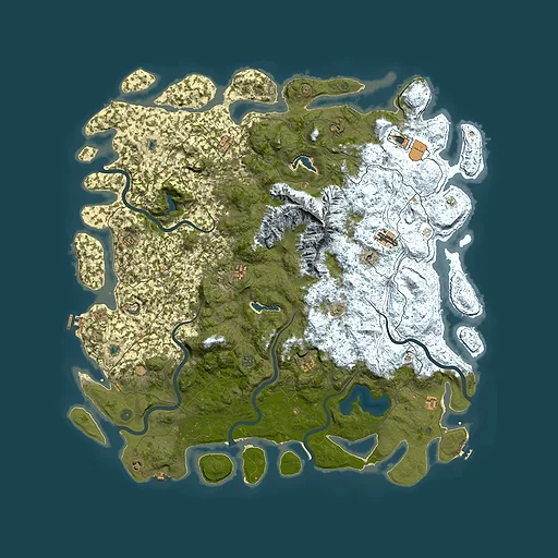 Rust map seed 764621001, 6000x6000m top-down preview