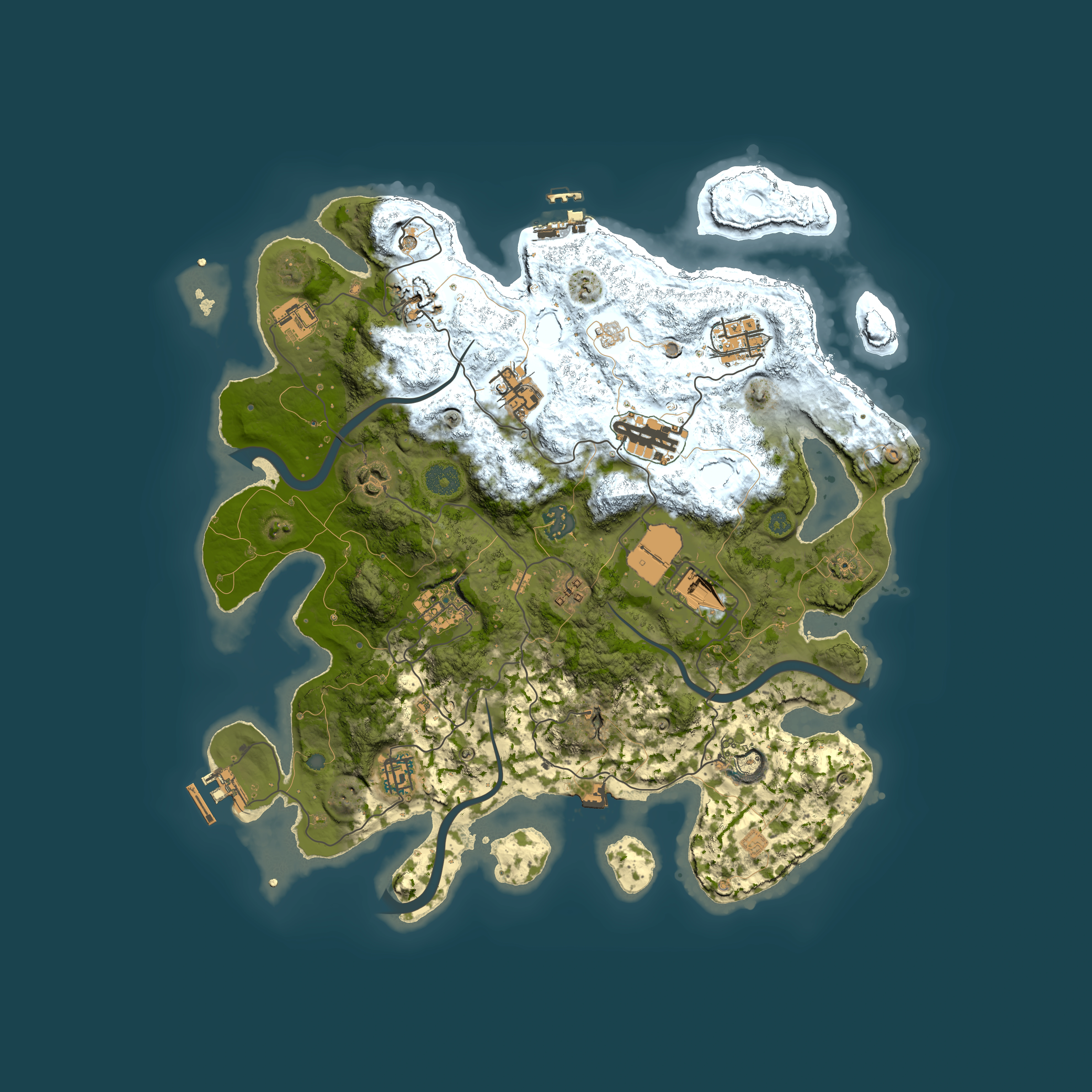 Full top-down render of Rust map seed 714707533, 3800x3800m