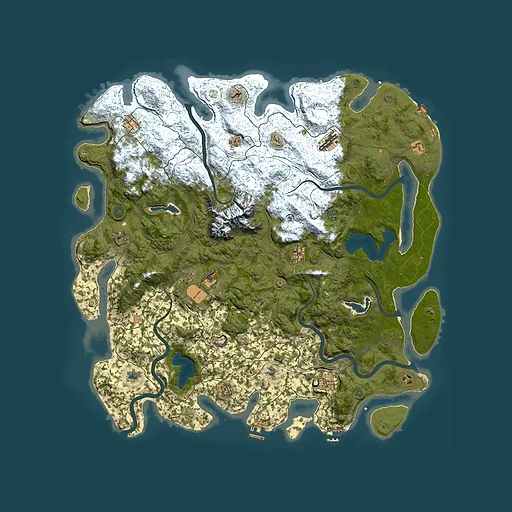 Rust map seed 1195129104, 5350x5350m top-down preview