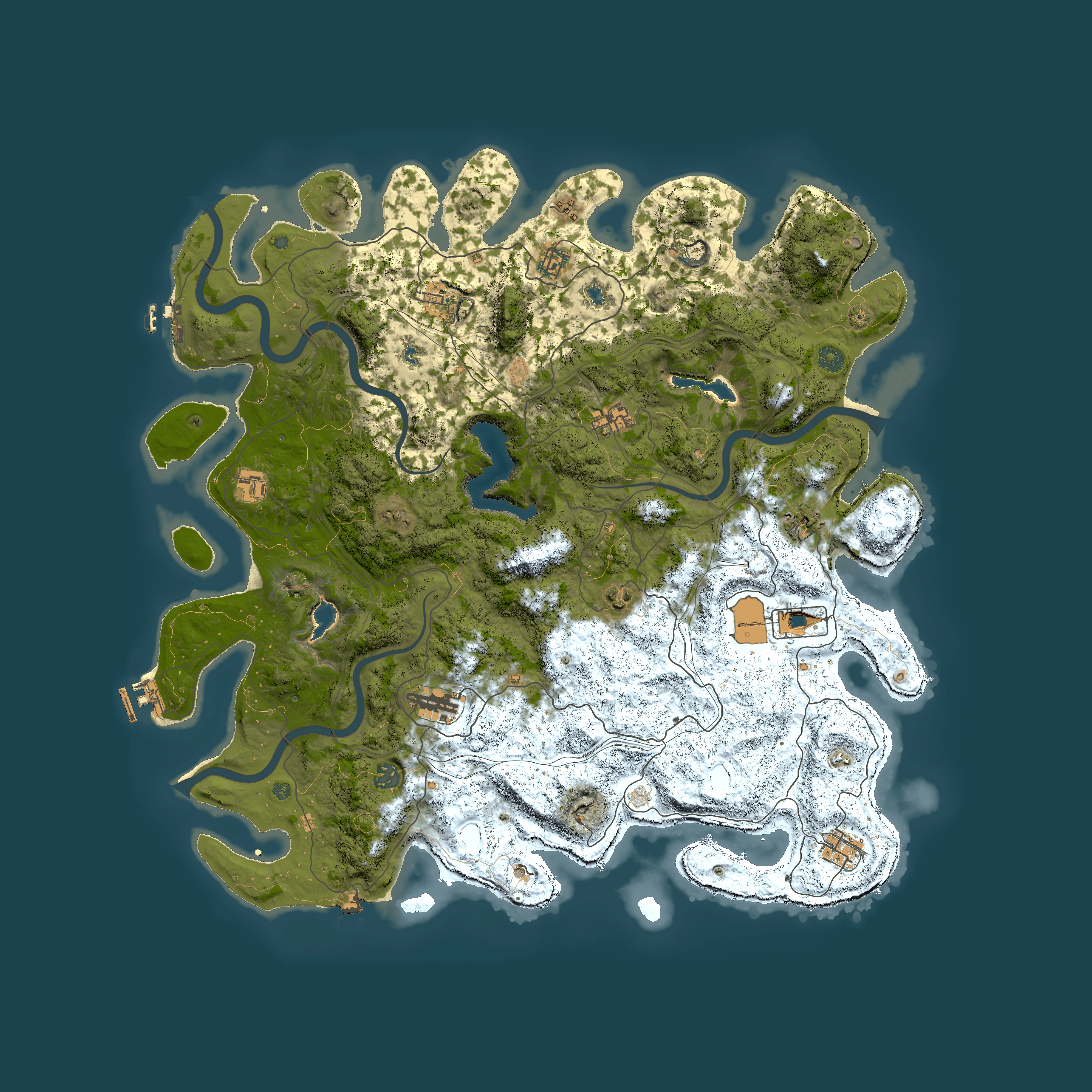 Full top-down render of Rust map seed 1586312338, 4900x4900m