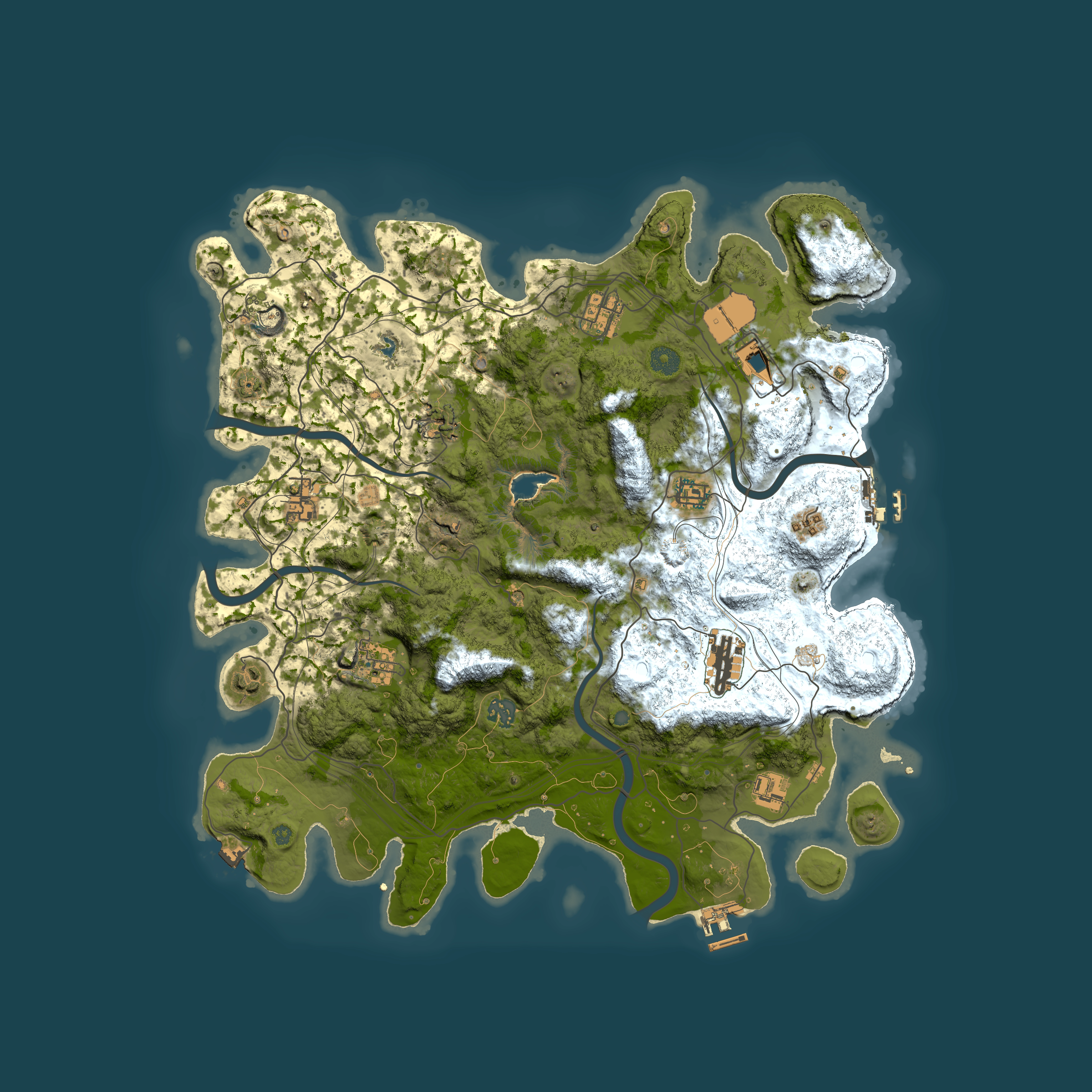 Full top-down render of Rust map seed 1736666689, 4300x4300m