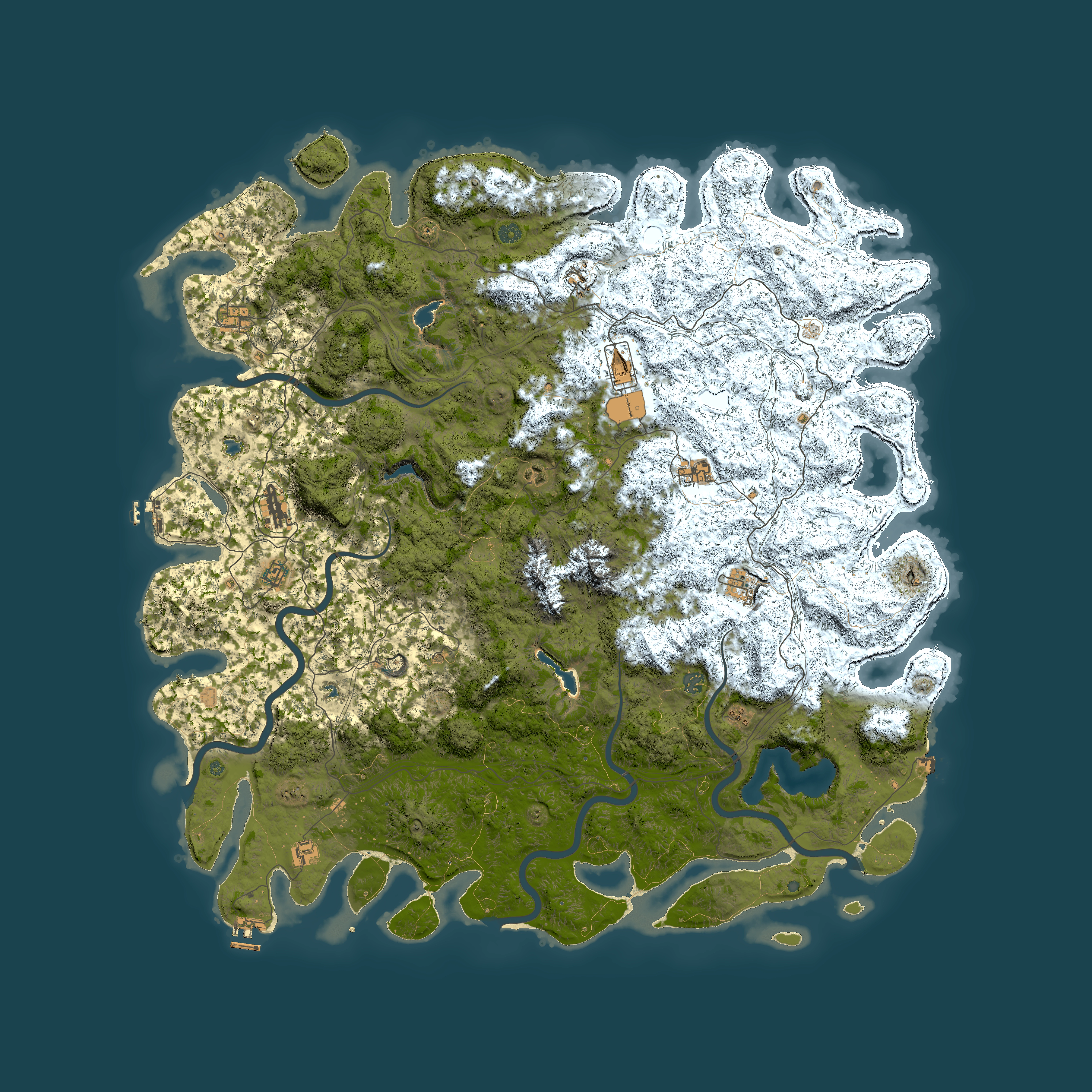 Full top-down render of Rust map seed 1614931114, 5950x5950m