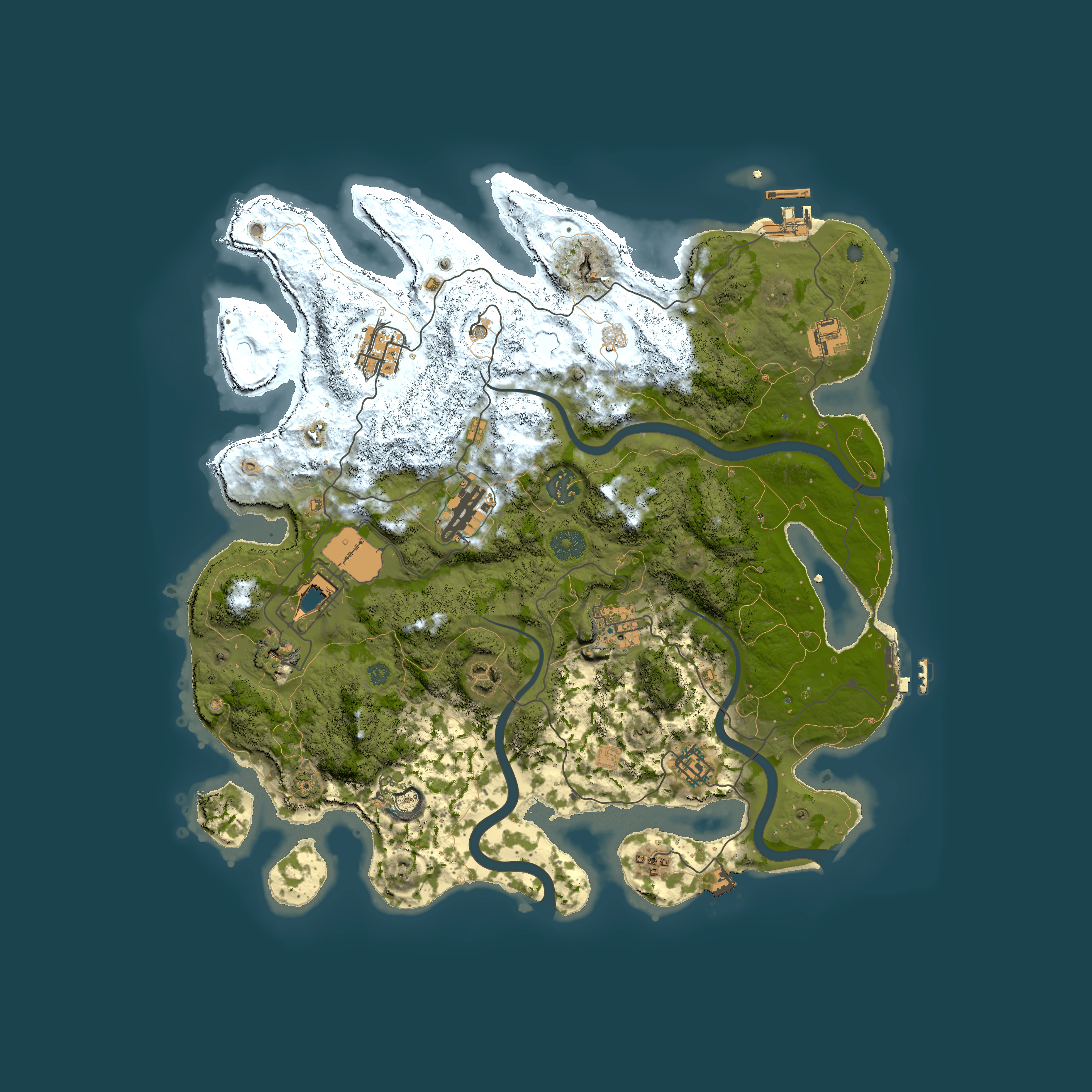 Full top-down render of Rust map seed 77478131, 3850x3850m