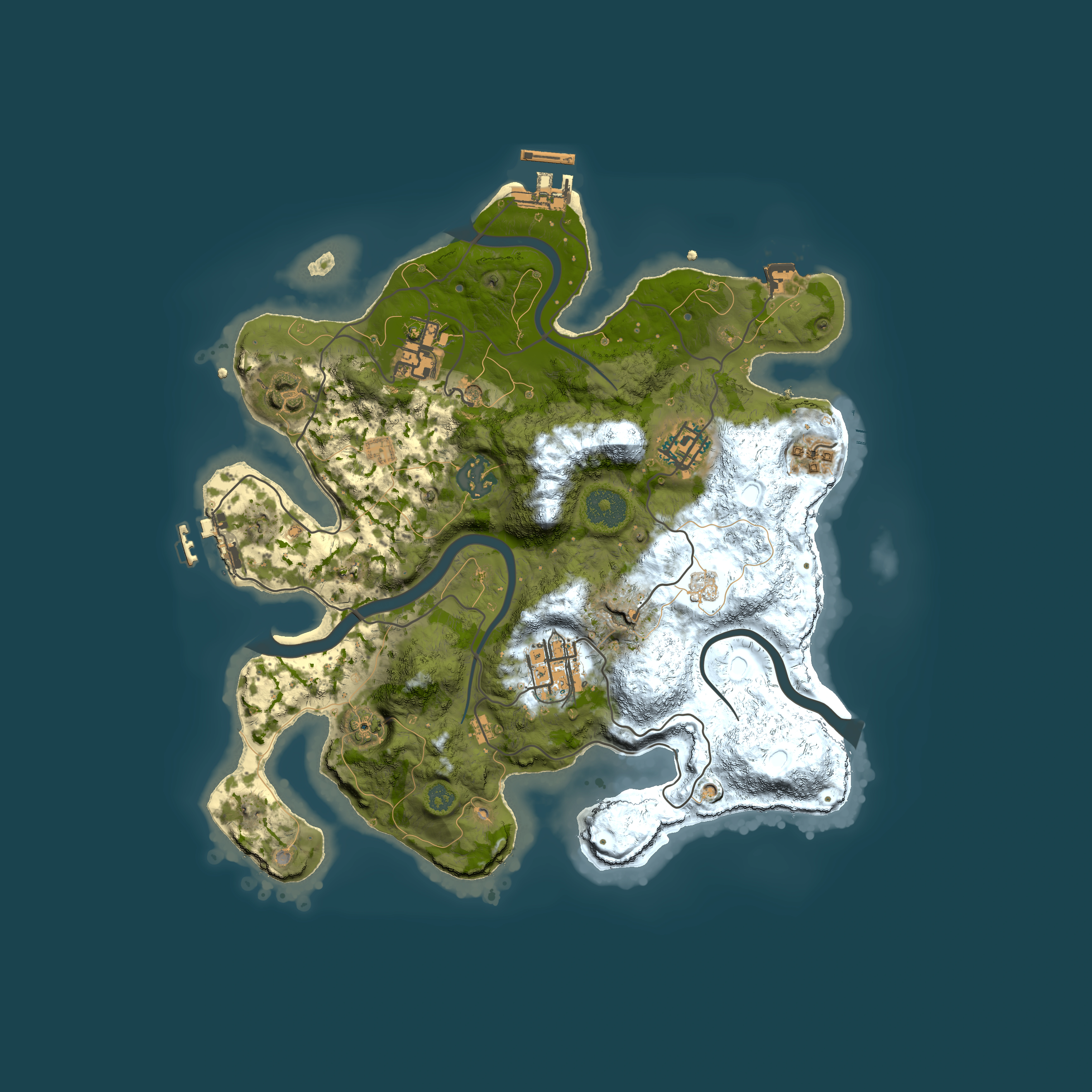 Full top-down render of Rust map seed 1296138540, 3000x3000m