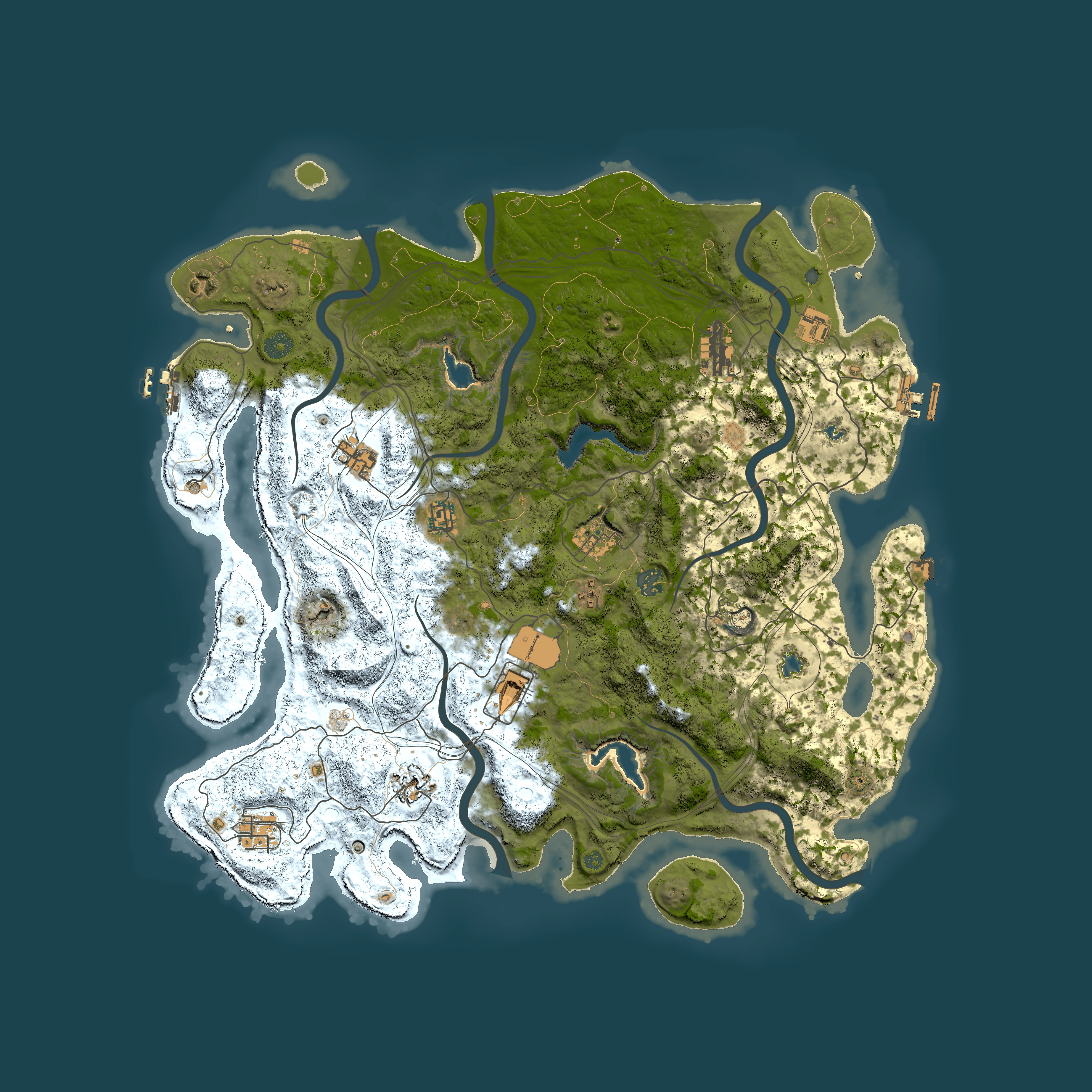 Full top-down render of Rust map seed 2122332115, 4600x4600m
