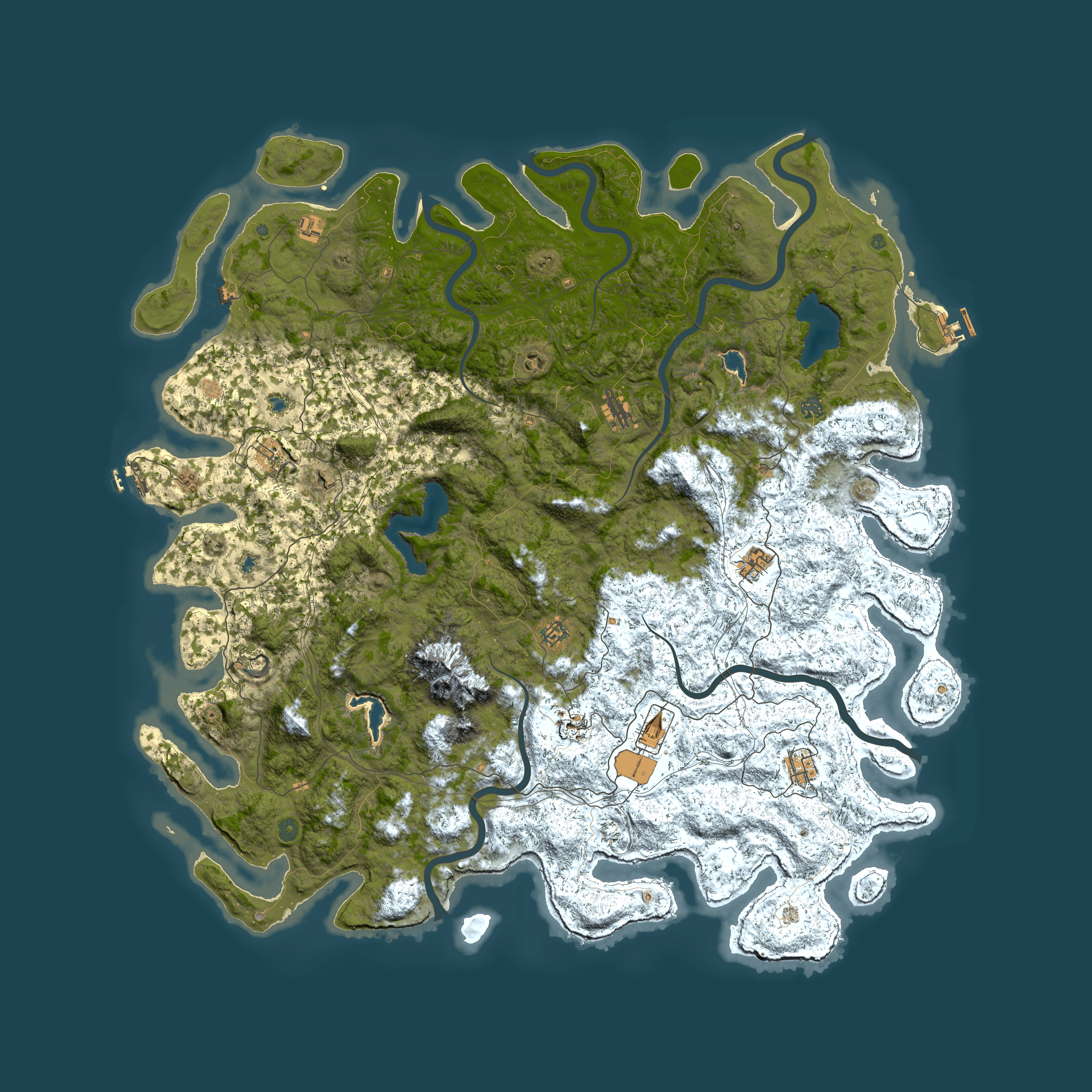 Full top-down render of Rust map seed 232180045, 5950x5950m