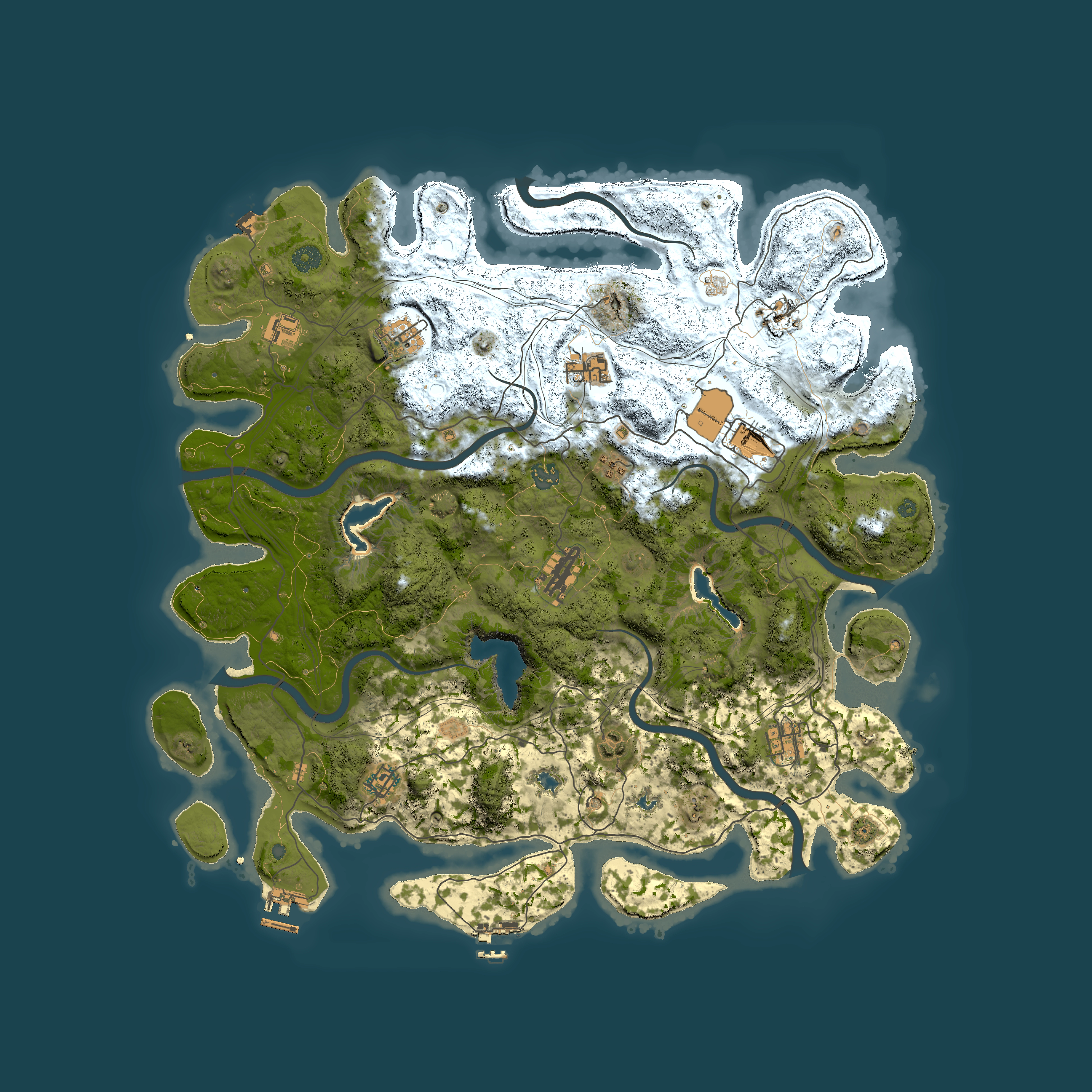 Full top-down render of Rust map seed 1157871287, 4550x4550m