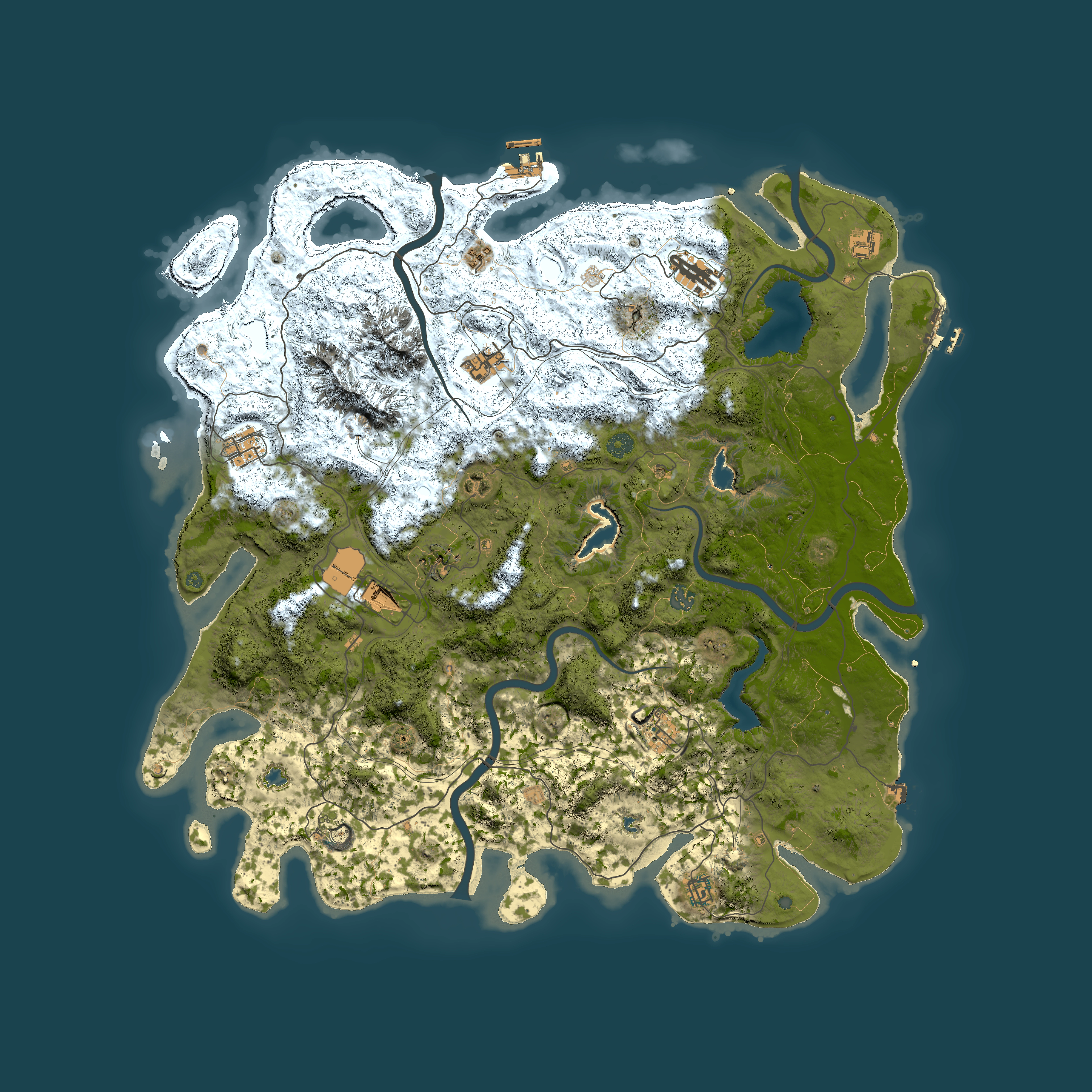Full top-down render of Rust map seed 1287579246, 5000x5000m