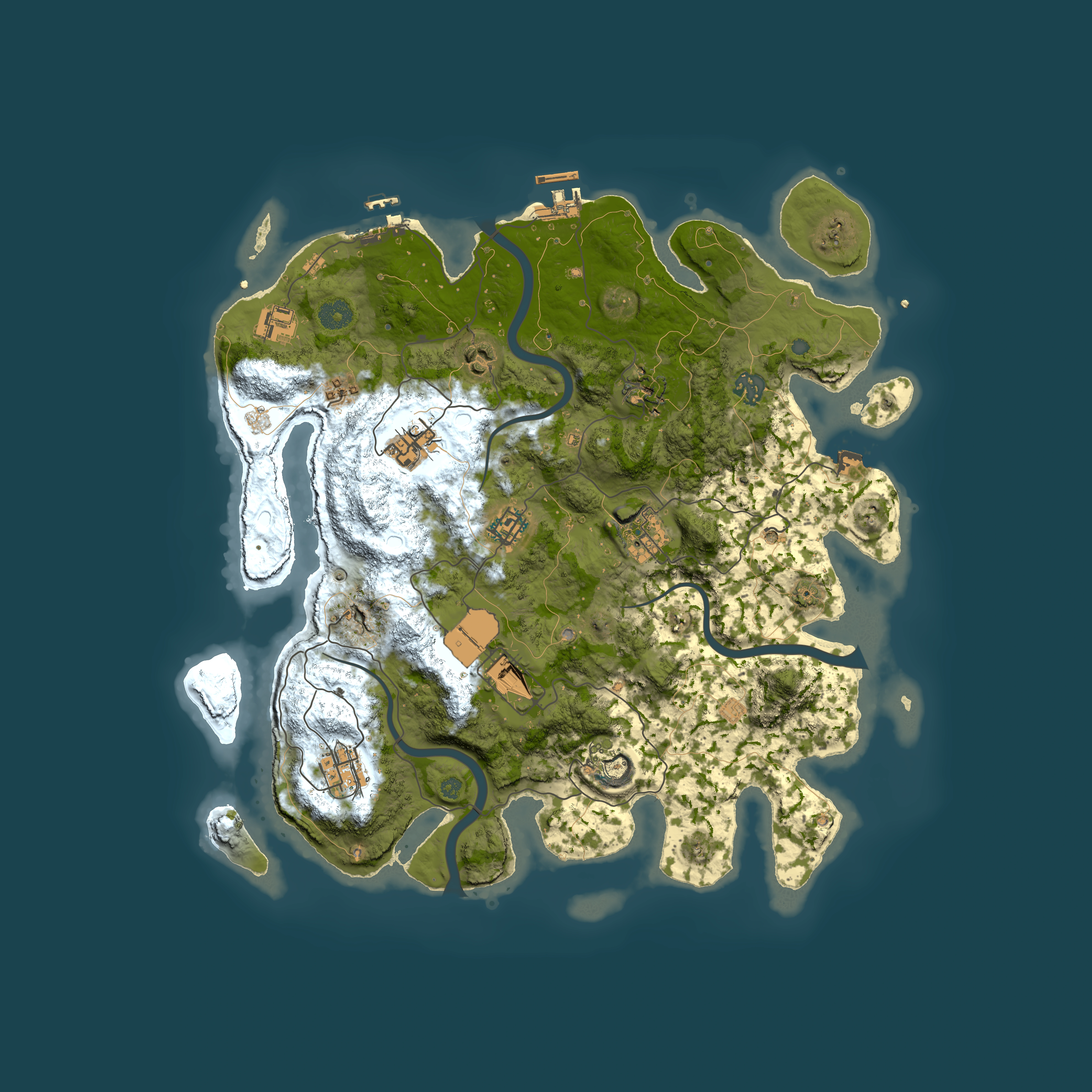 Full top-down render of Rust map seed 1735329010, 3950x3950m