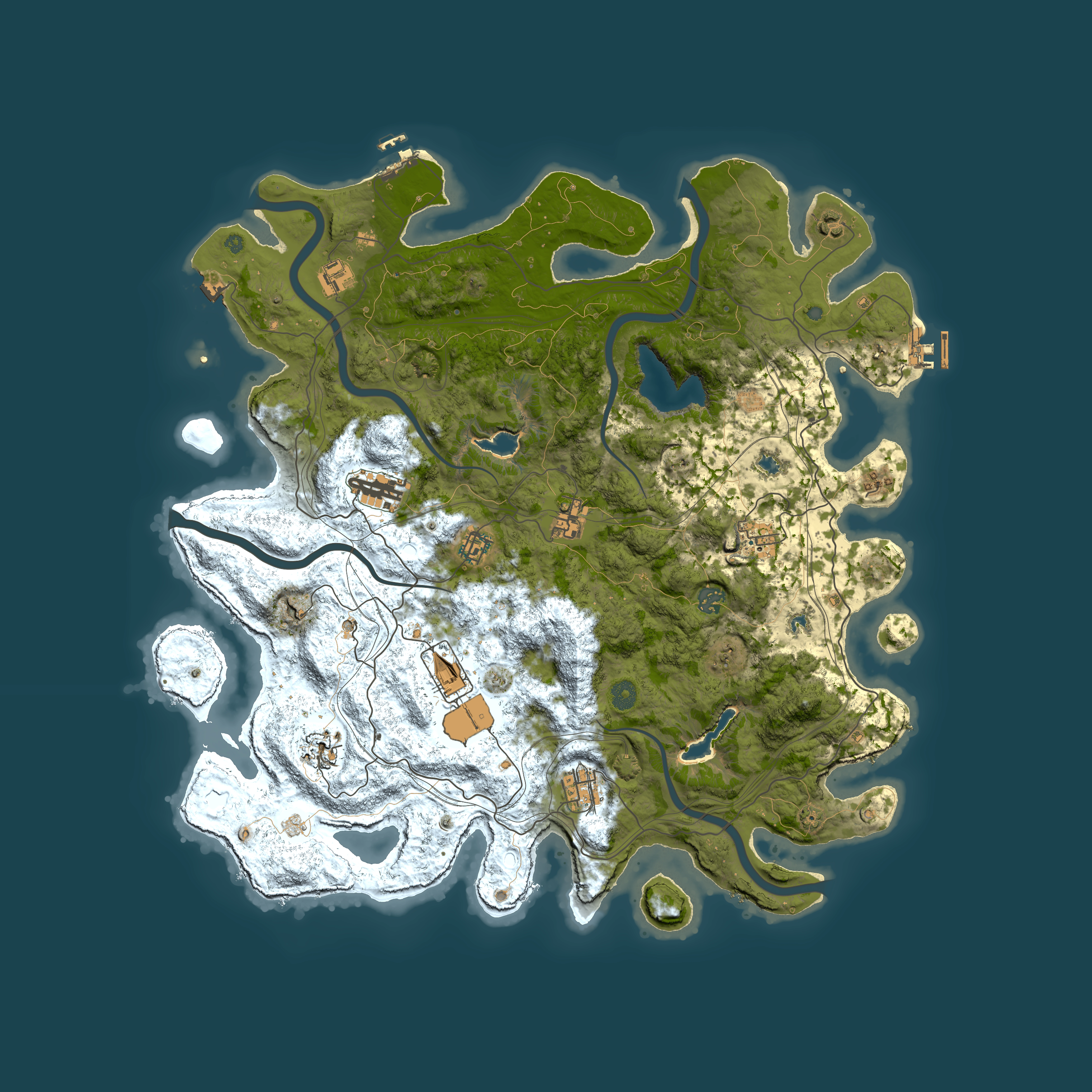 Full top-down render of Rust map seed 1095562564, 4600x4600m