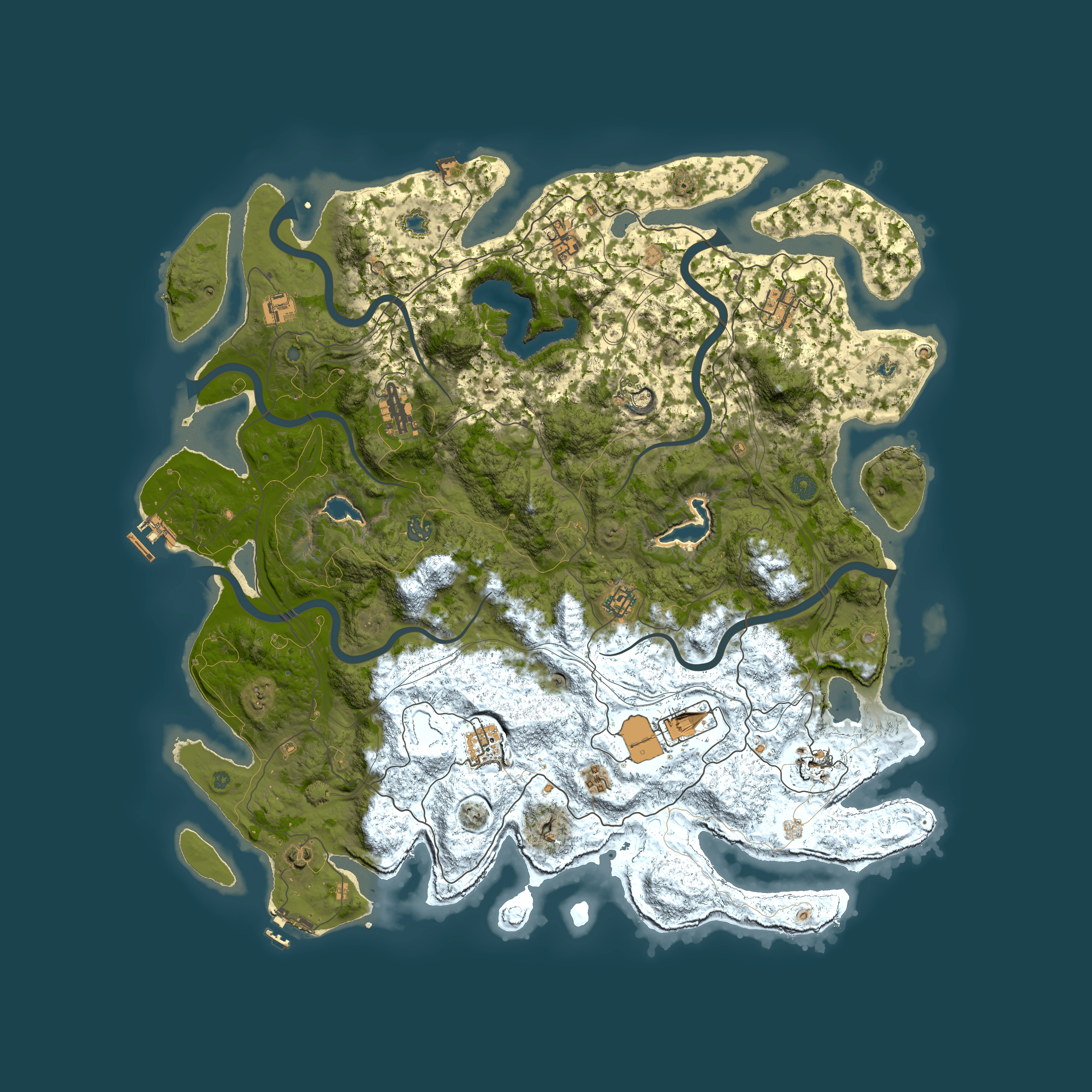 Full top-down render of Rust map seed 233081633, 4950x4950m