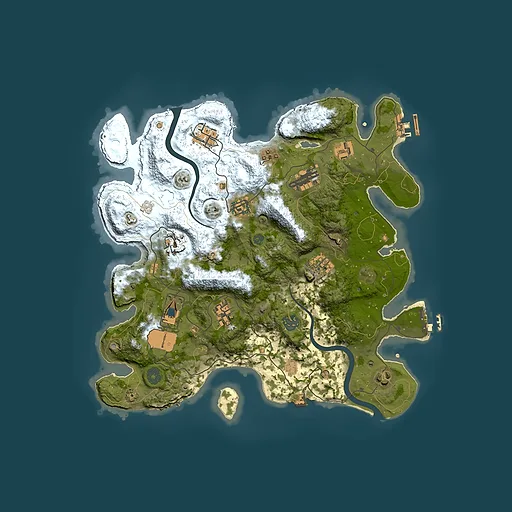 Rust map seed 90273460, 3650x3650m top-down preview