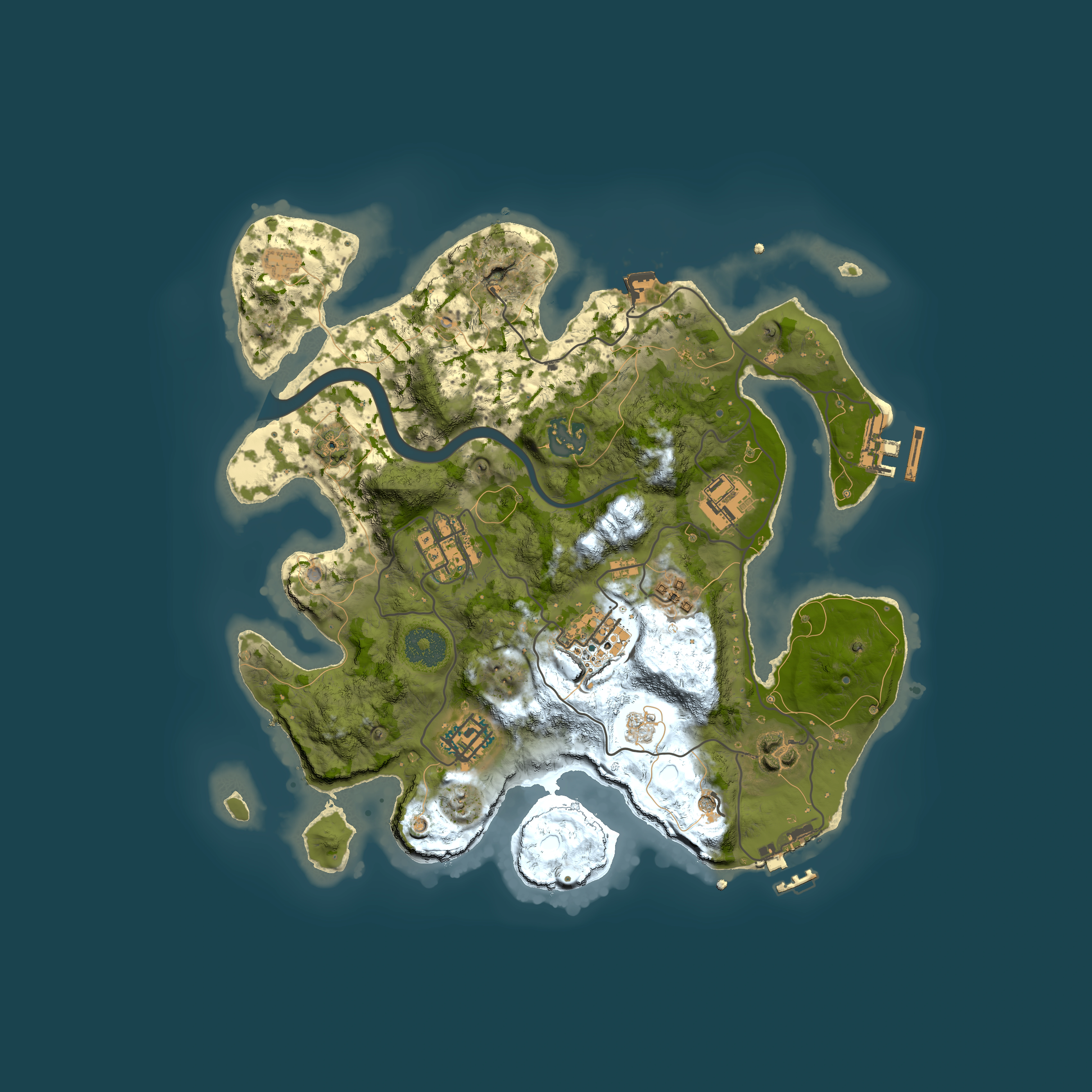 Full top-down render of Rust map seed 568376274, 3000x3000m