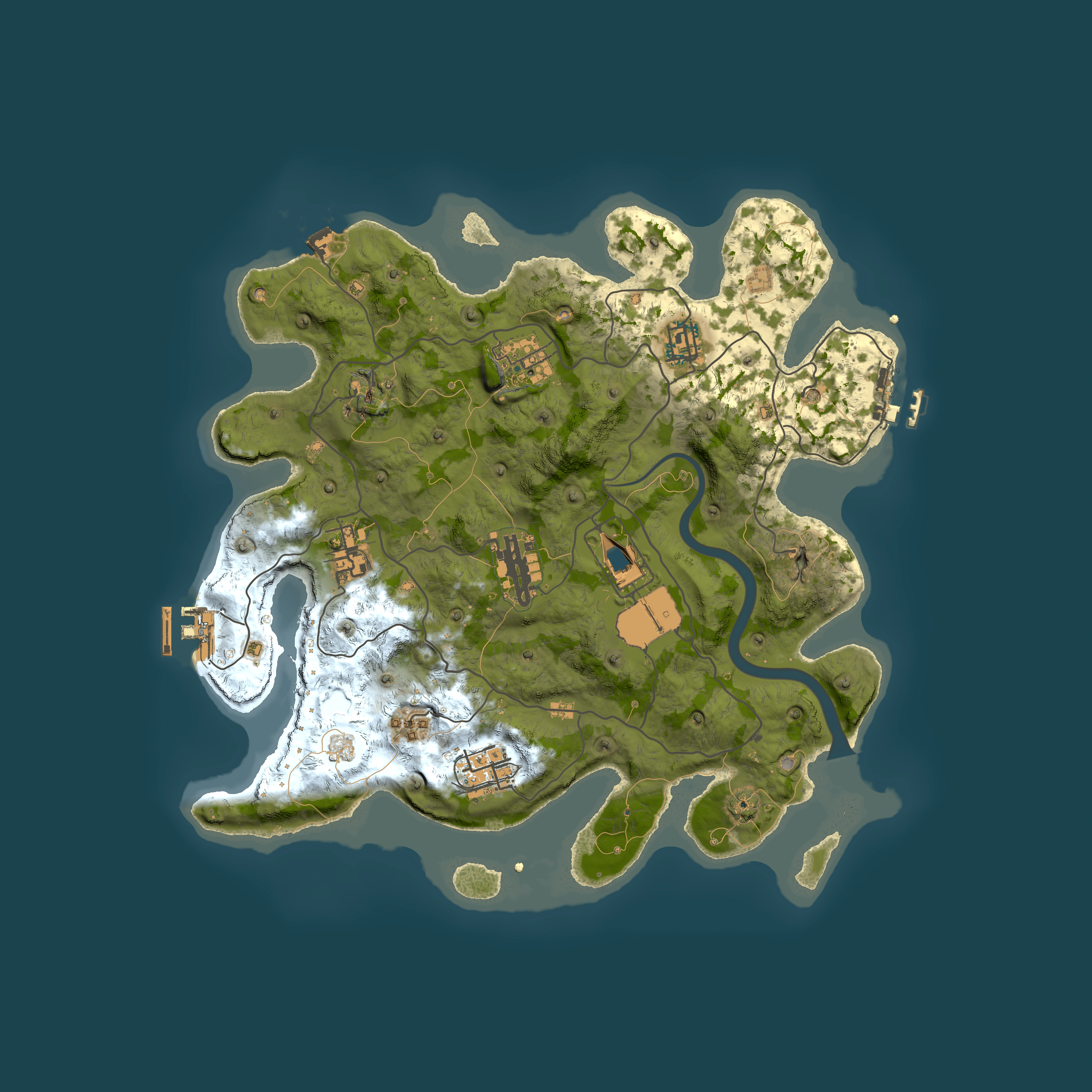 Full top-down render of Rust map seed 1337, 3400x3400m
