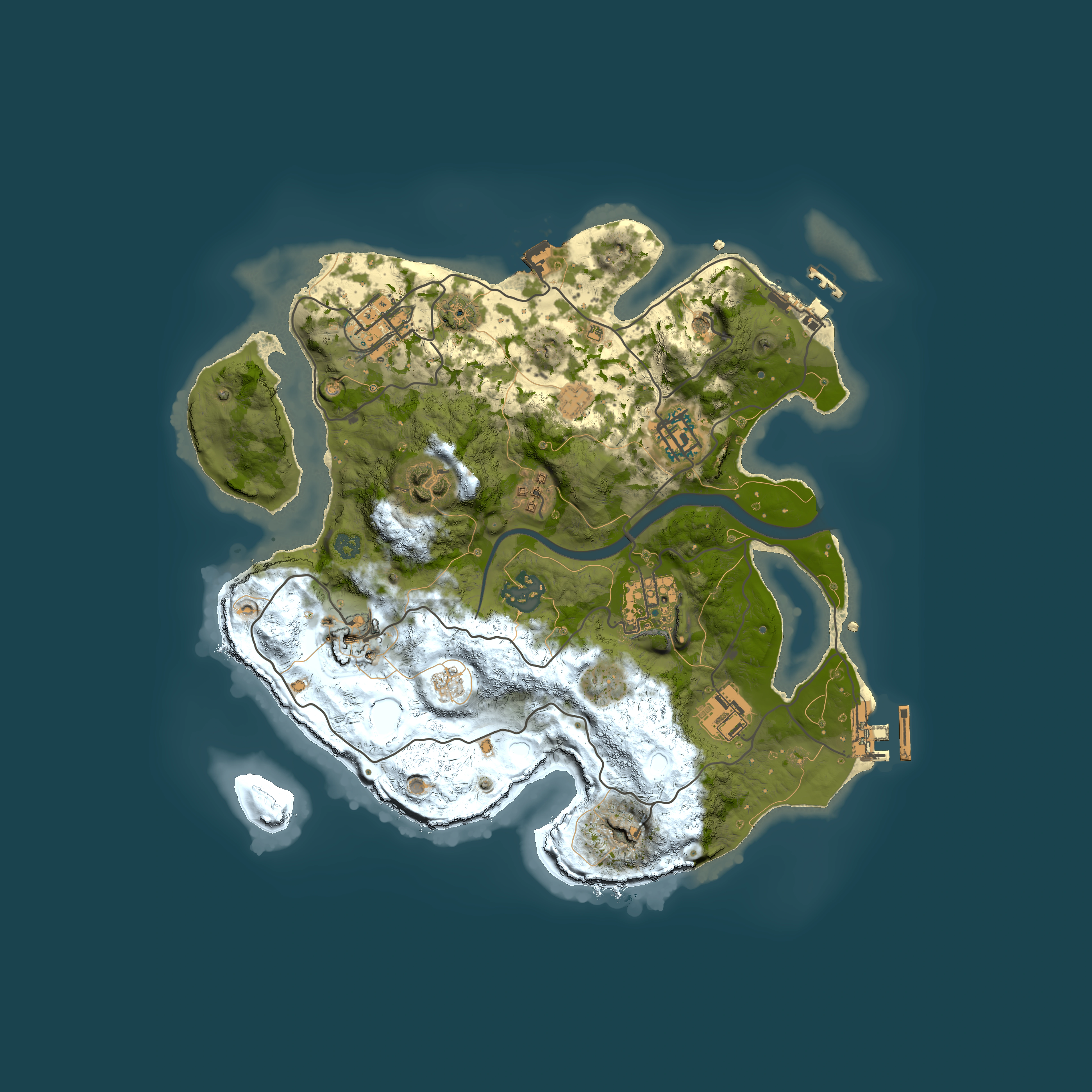 Full top-down render of Rust map seed 2086800808, 3000x3000m
