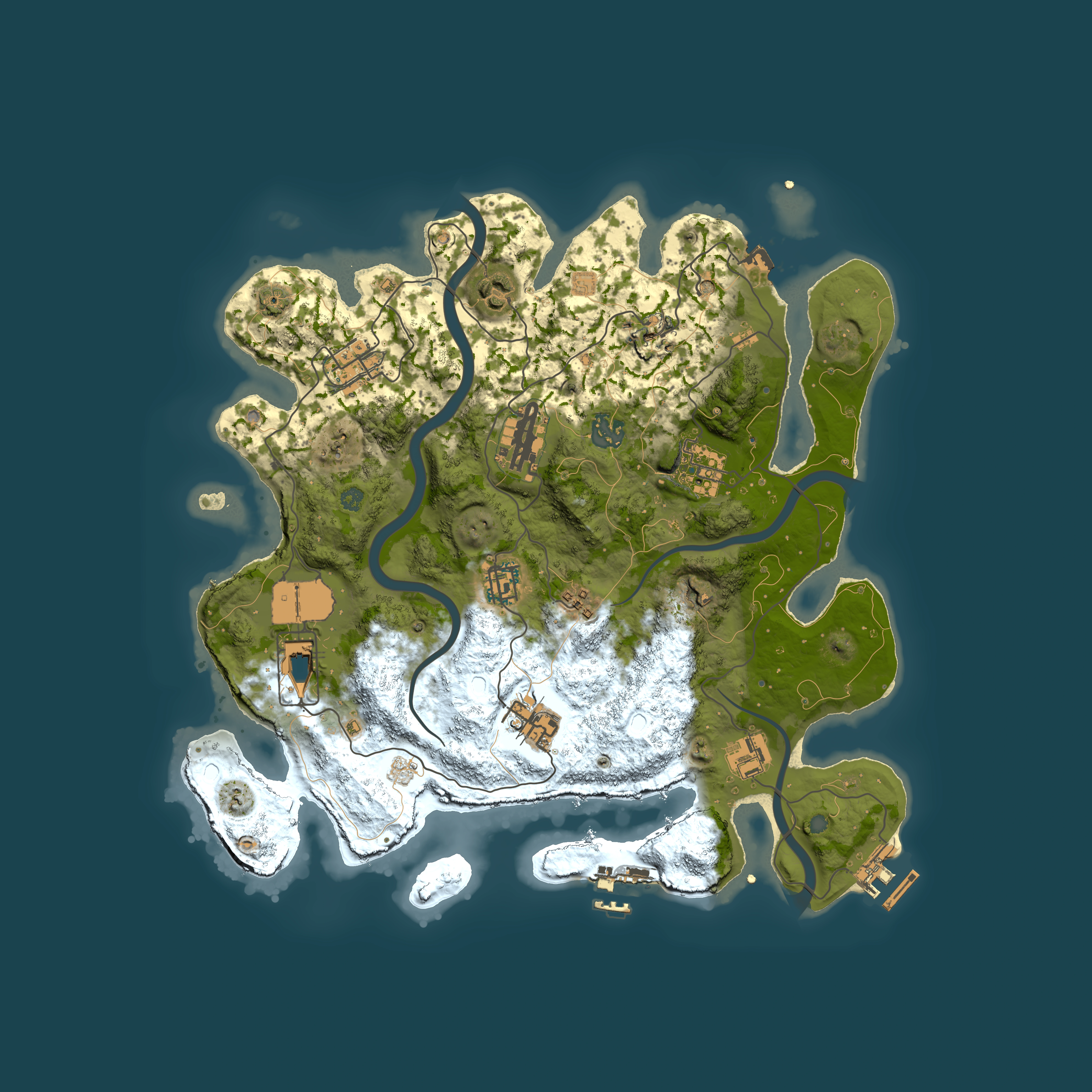 Full top-down render of Rust map seed 1133431863, 3550x3550m