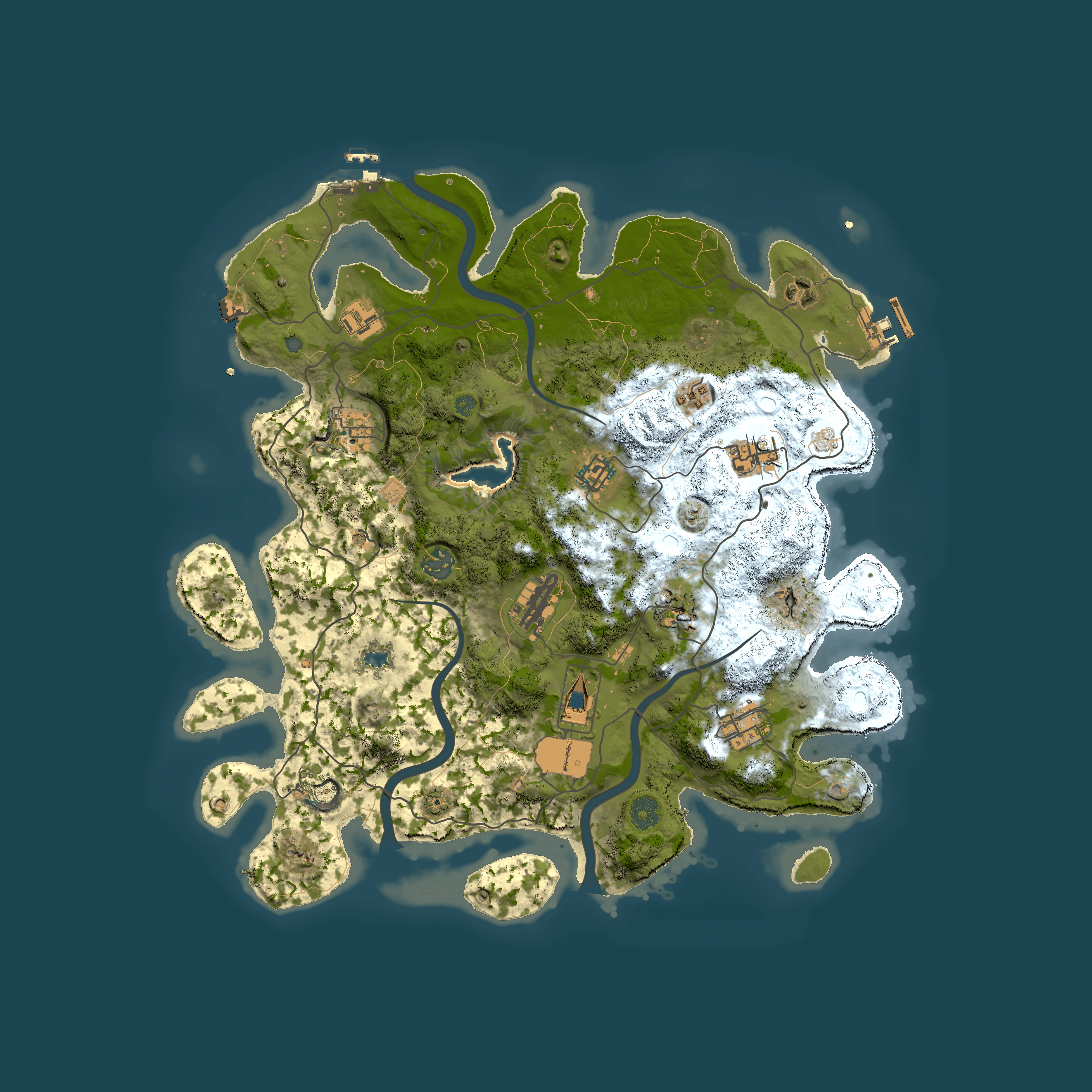 Full top-down render of Rust map seed 1264337070, 4000x4000m