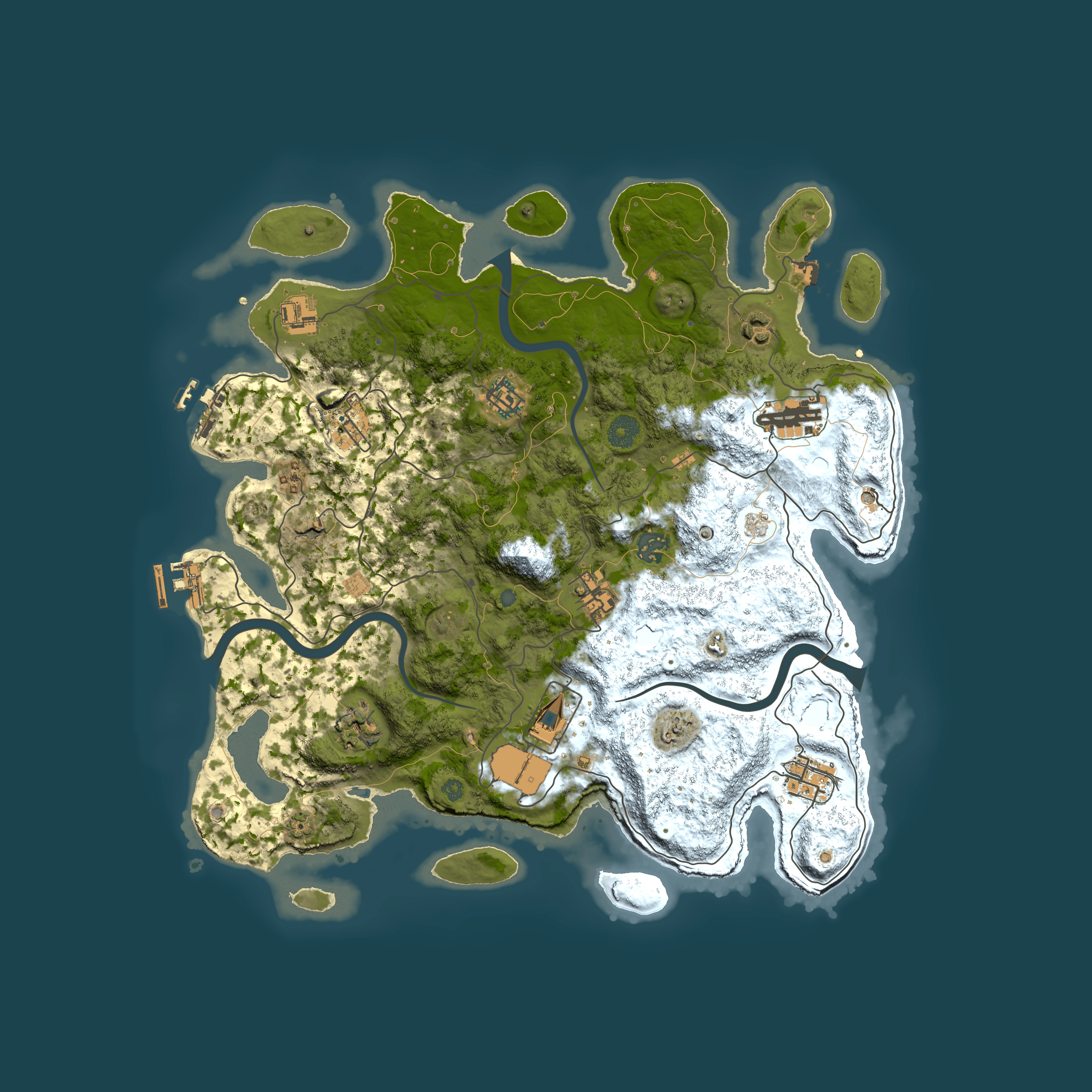 Full top-down render of Rust map seed 1360892155, 3900x3900m