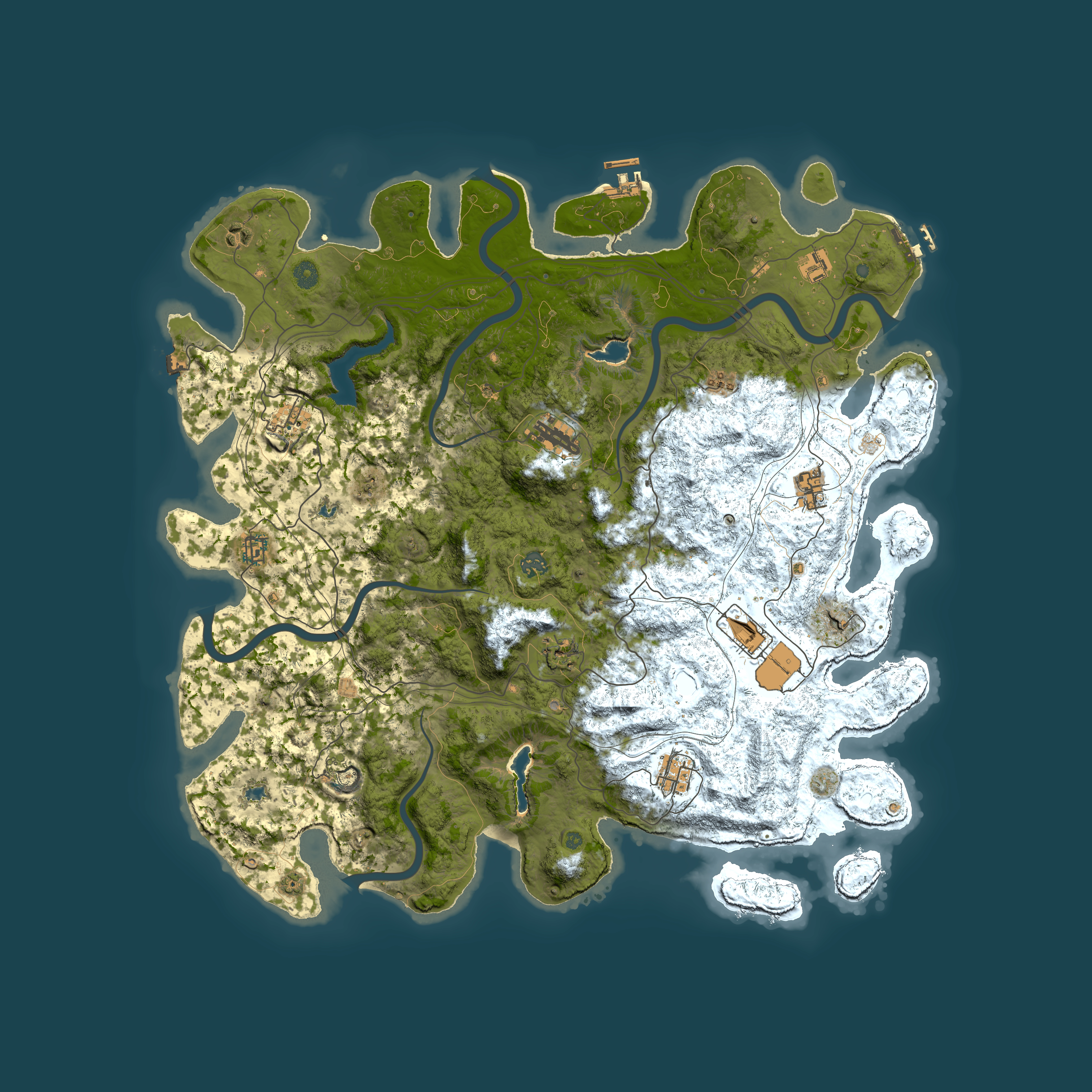 Full top-down render of Rust map seed 1390045982, 4950x4950m