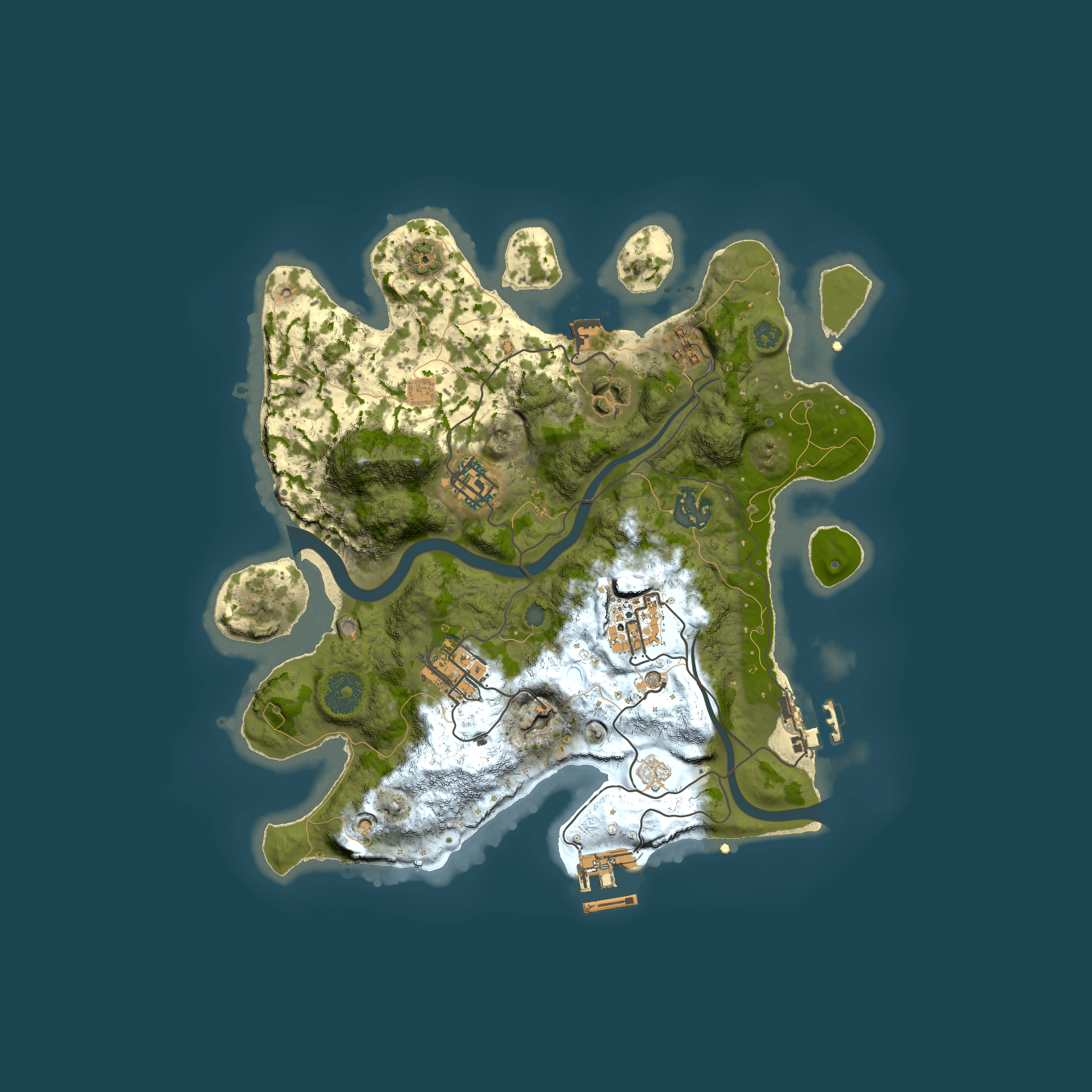 Full top-down render of Rust map seed 1459102927, 3000x3000m