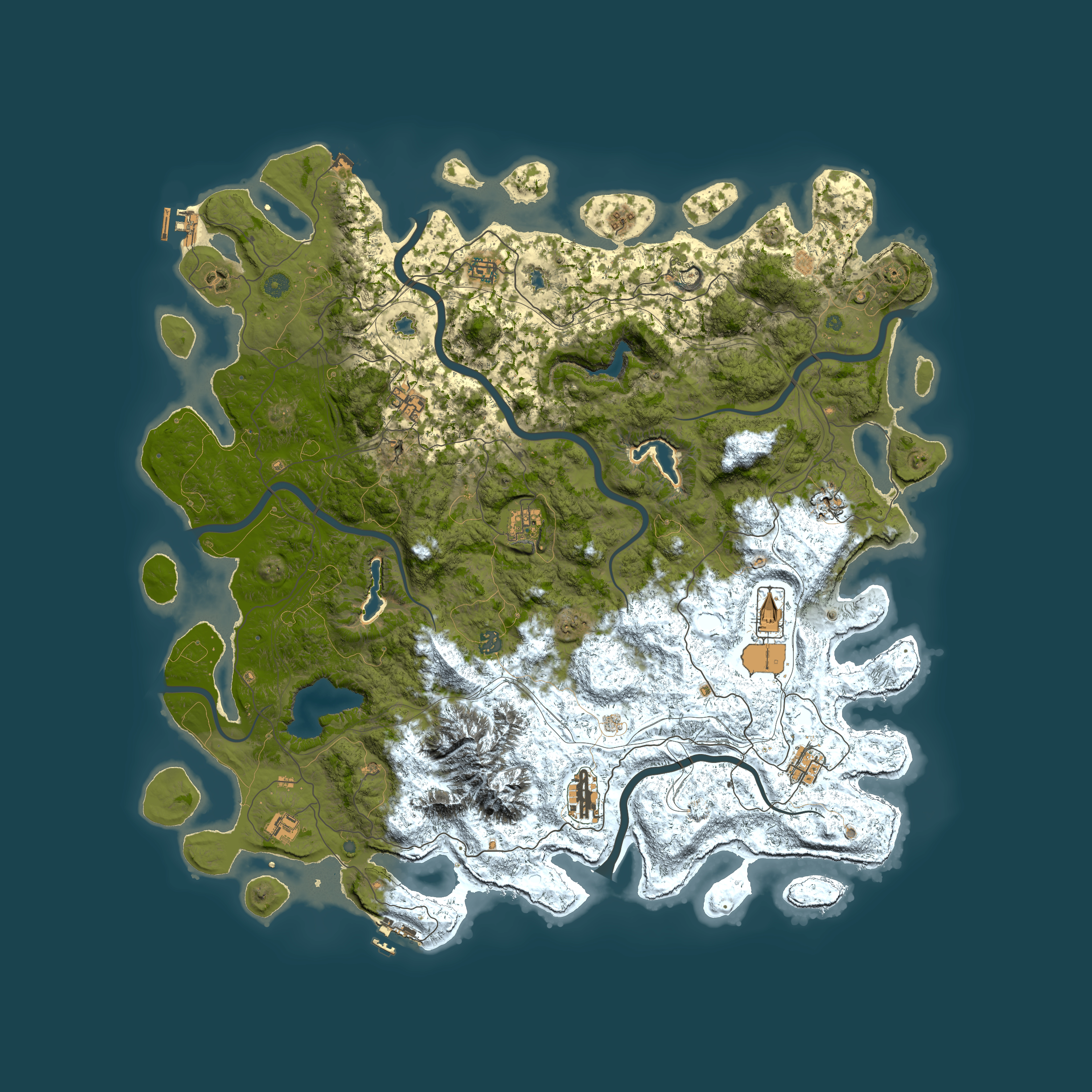 Full top-down render of Rust map seed 2097504101, 5350x5350m