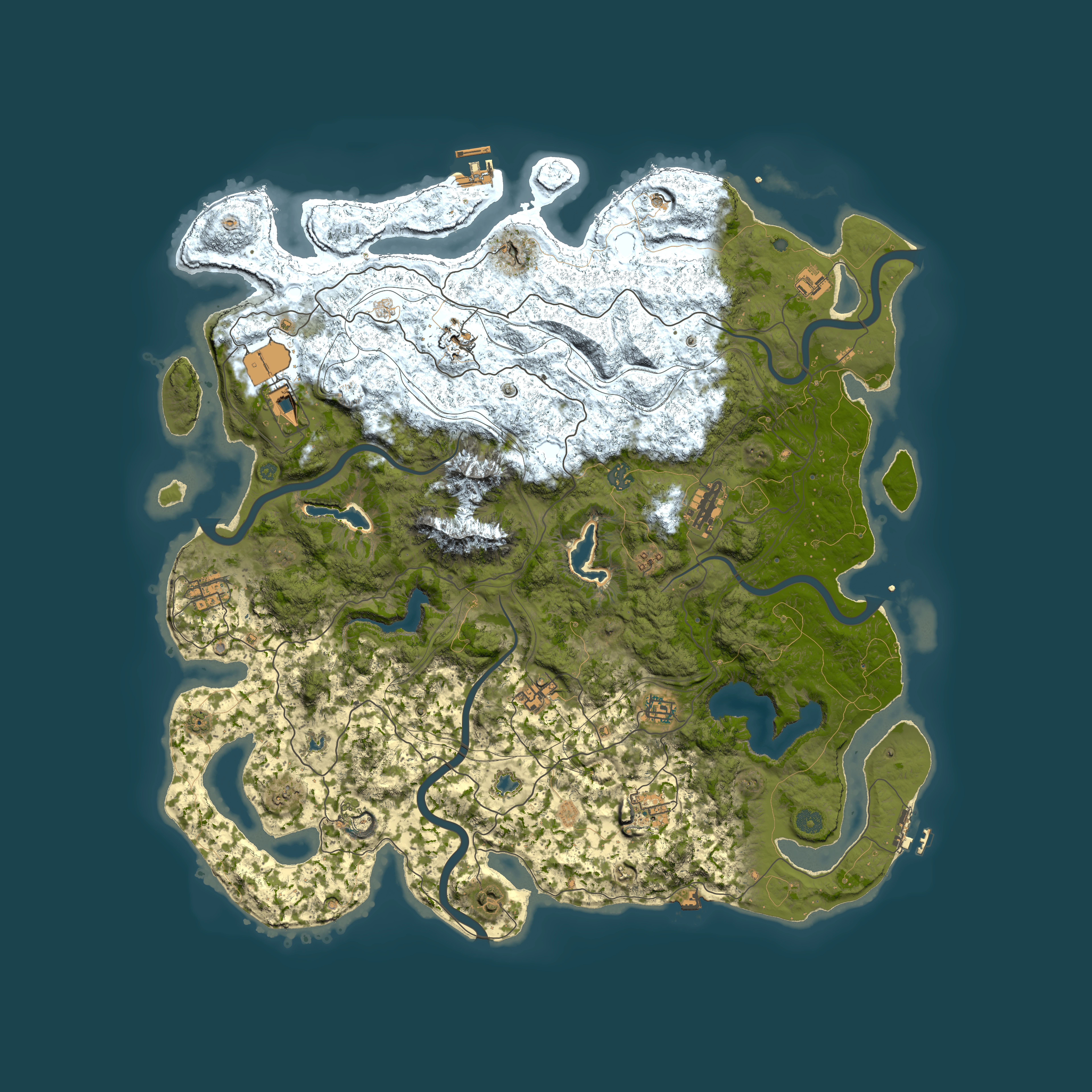 Full top-down render of Rust map seed 217560482, 5000x5000m