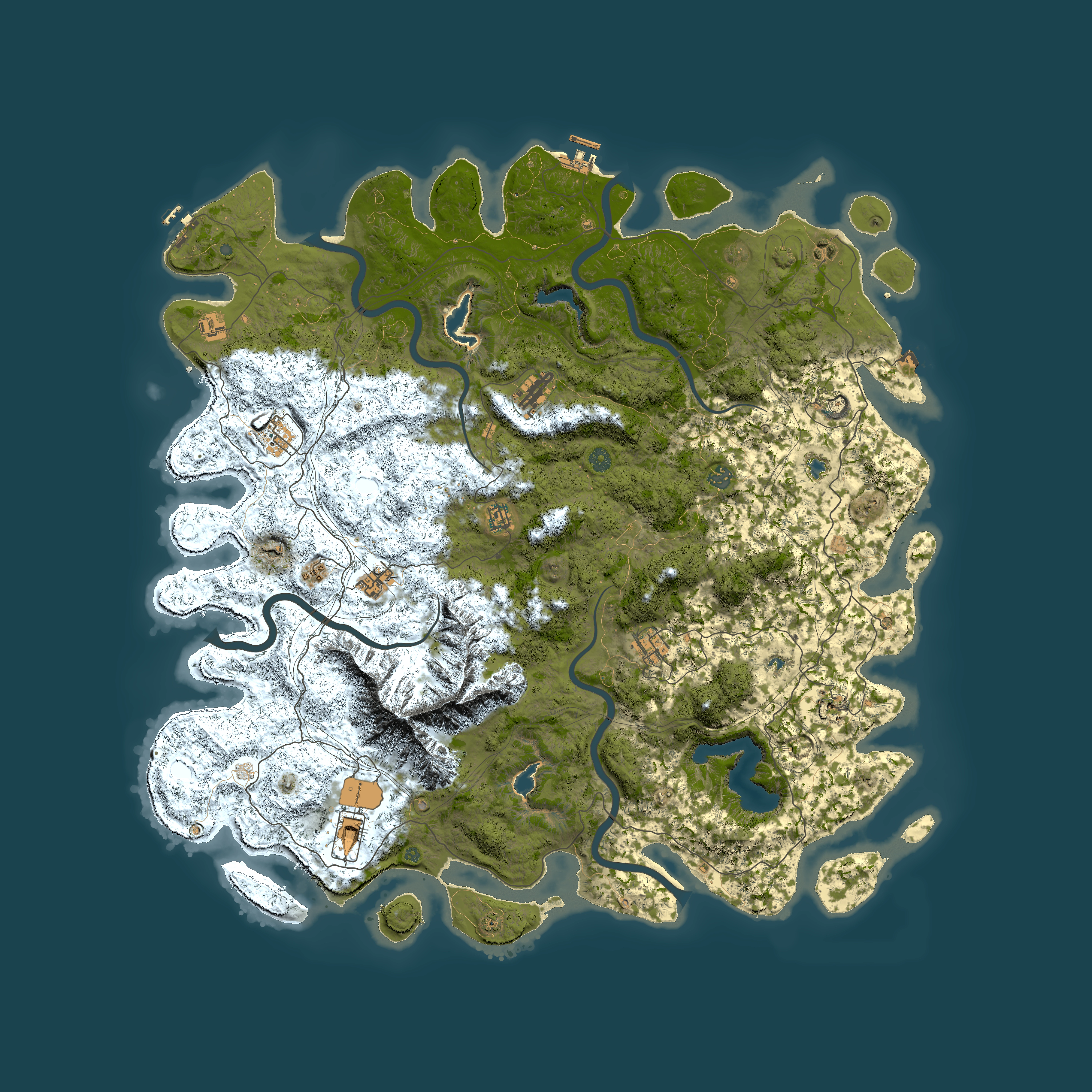 Full top-down render of Rust map seed 1020012799, 5600x5600m