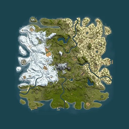 Rust map seed 2047410867, 5300x5300m top-down preview