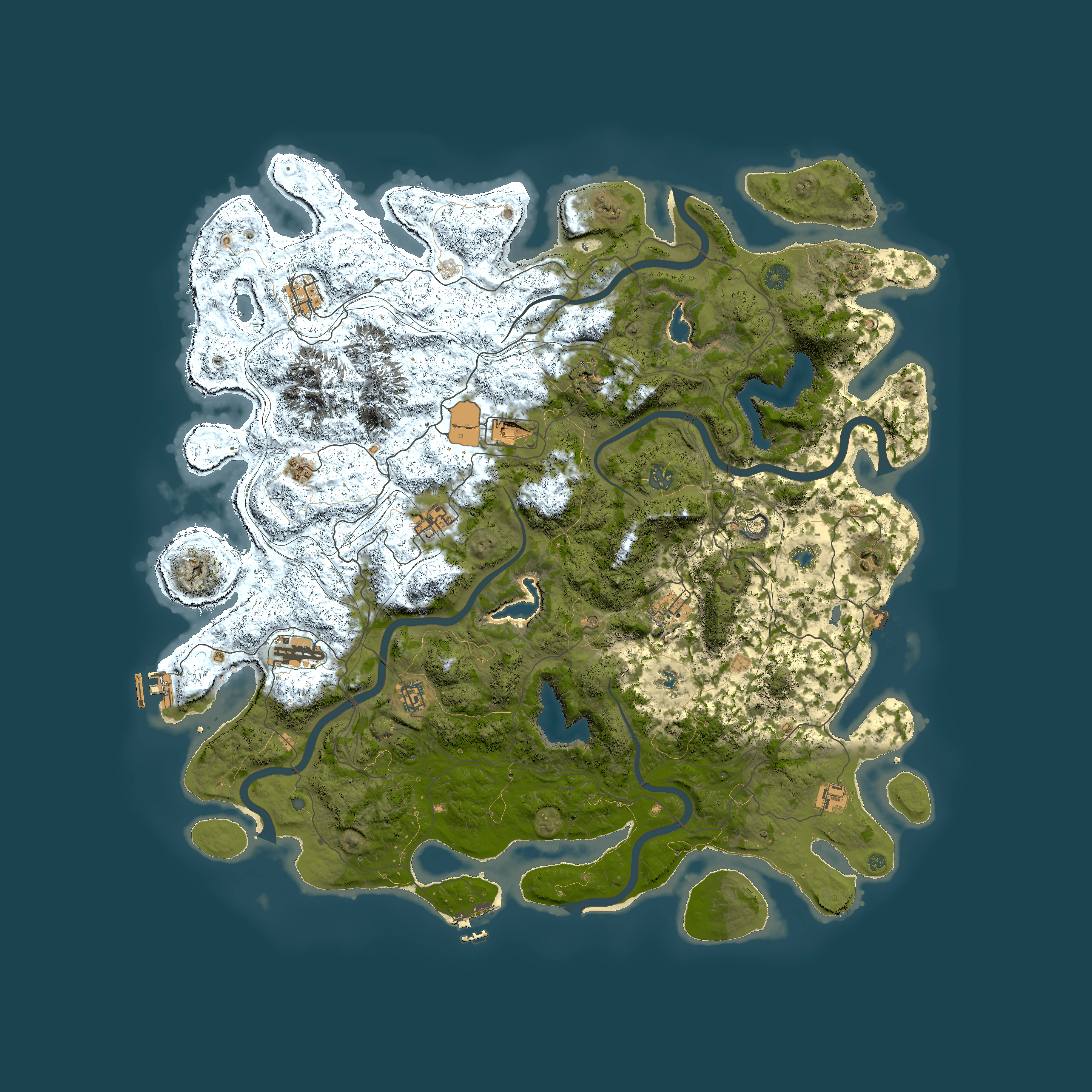 Full top-down render of Rust map seed 1958431768, 5150x5150m