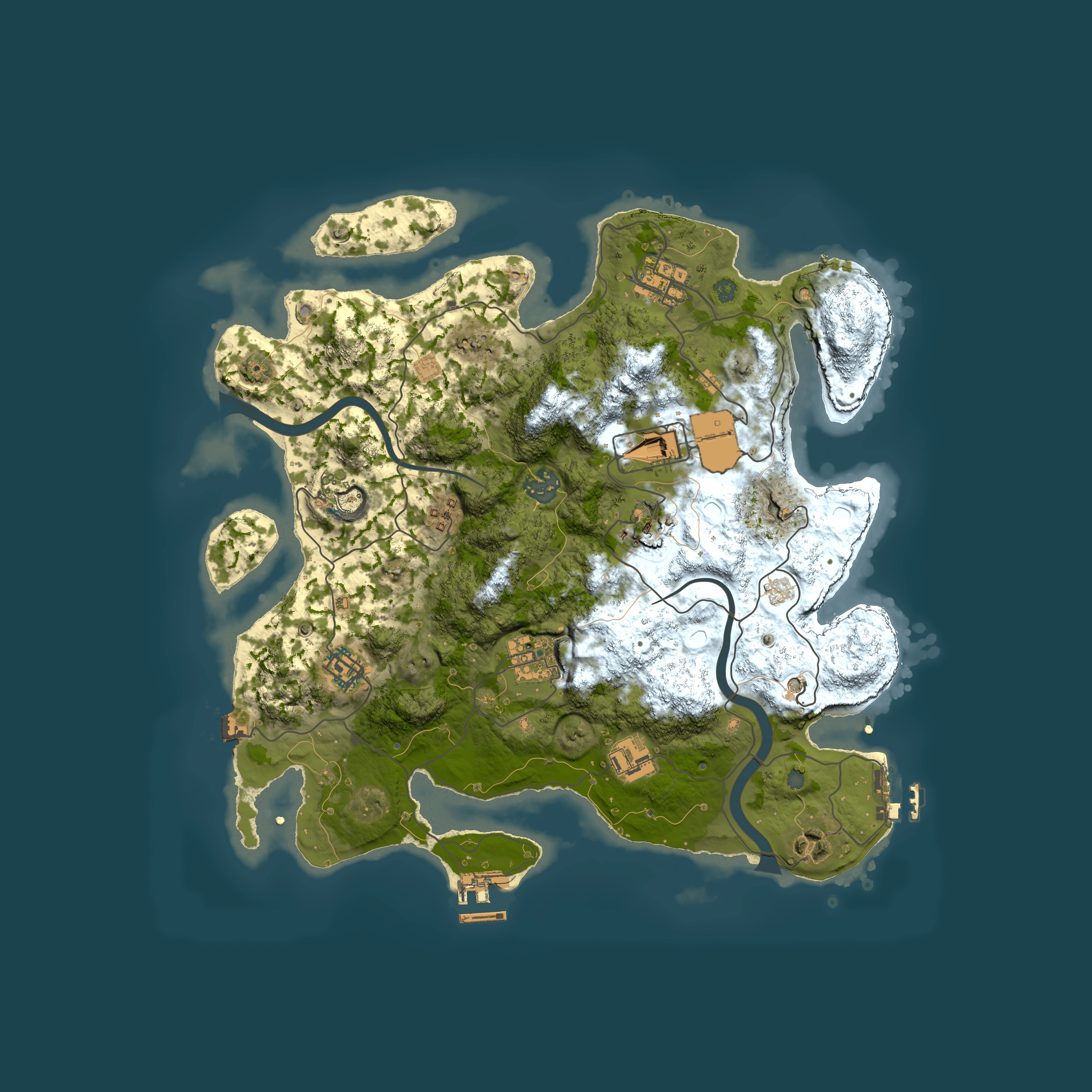 Full top-down render of Rust map seed 806702009, 3600x3600m