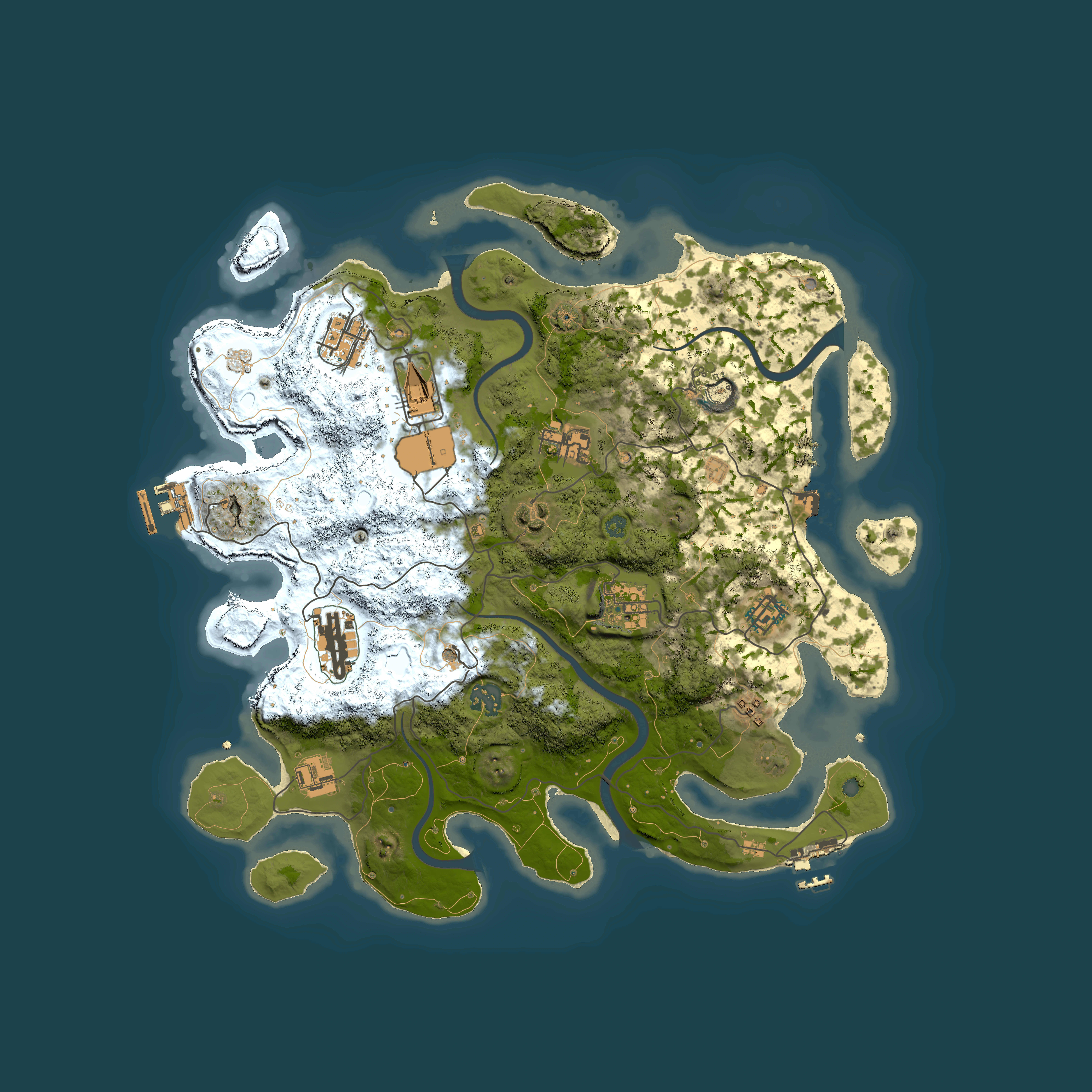 Full top-down render of Rust map seed 1157379441, 3750x3750m